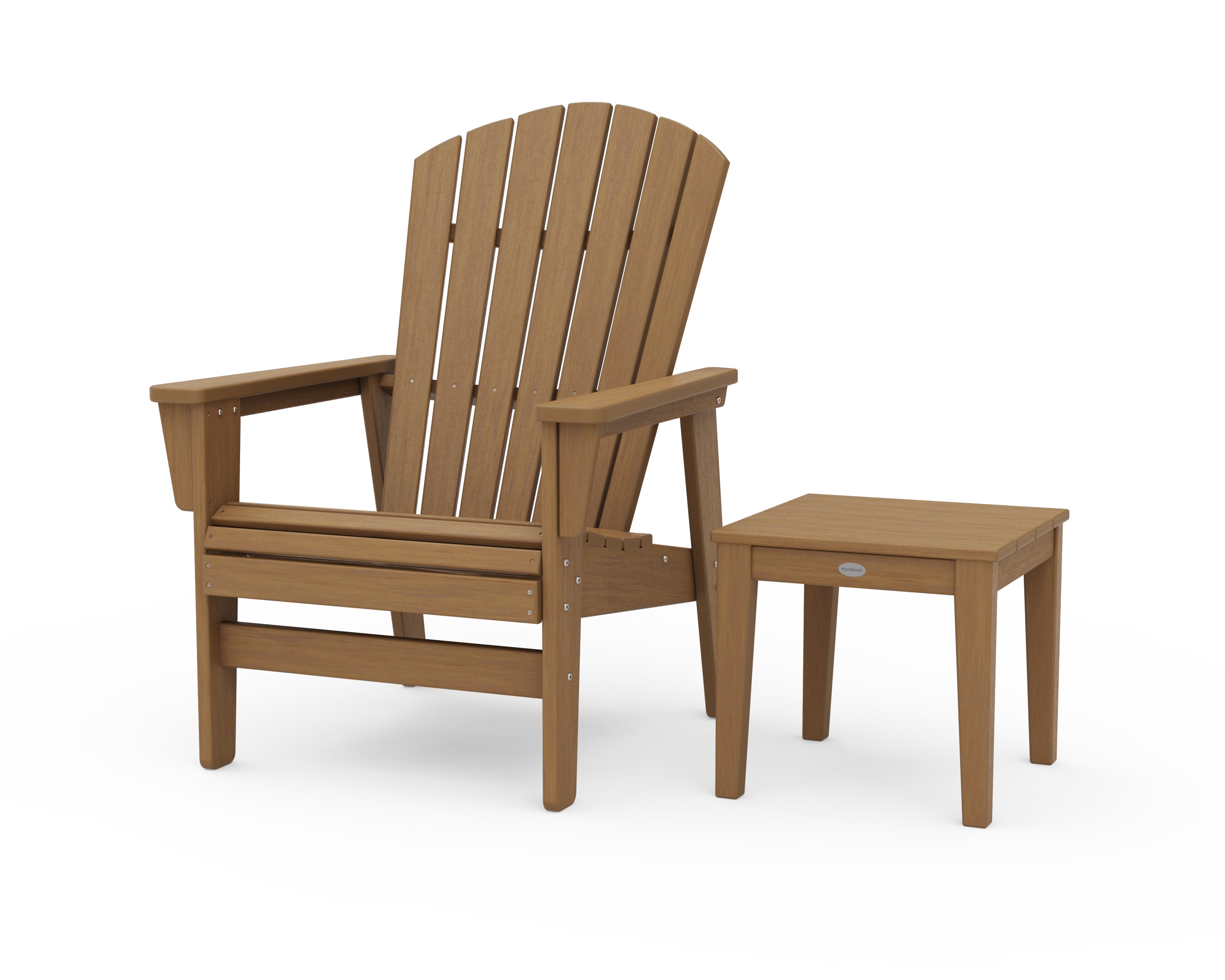 POLYWOOD Nautical Grand Upright Adirondack Chair with Side Table in Natural