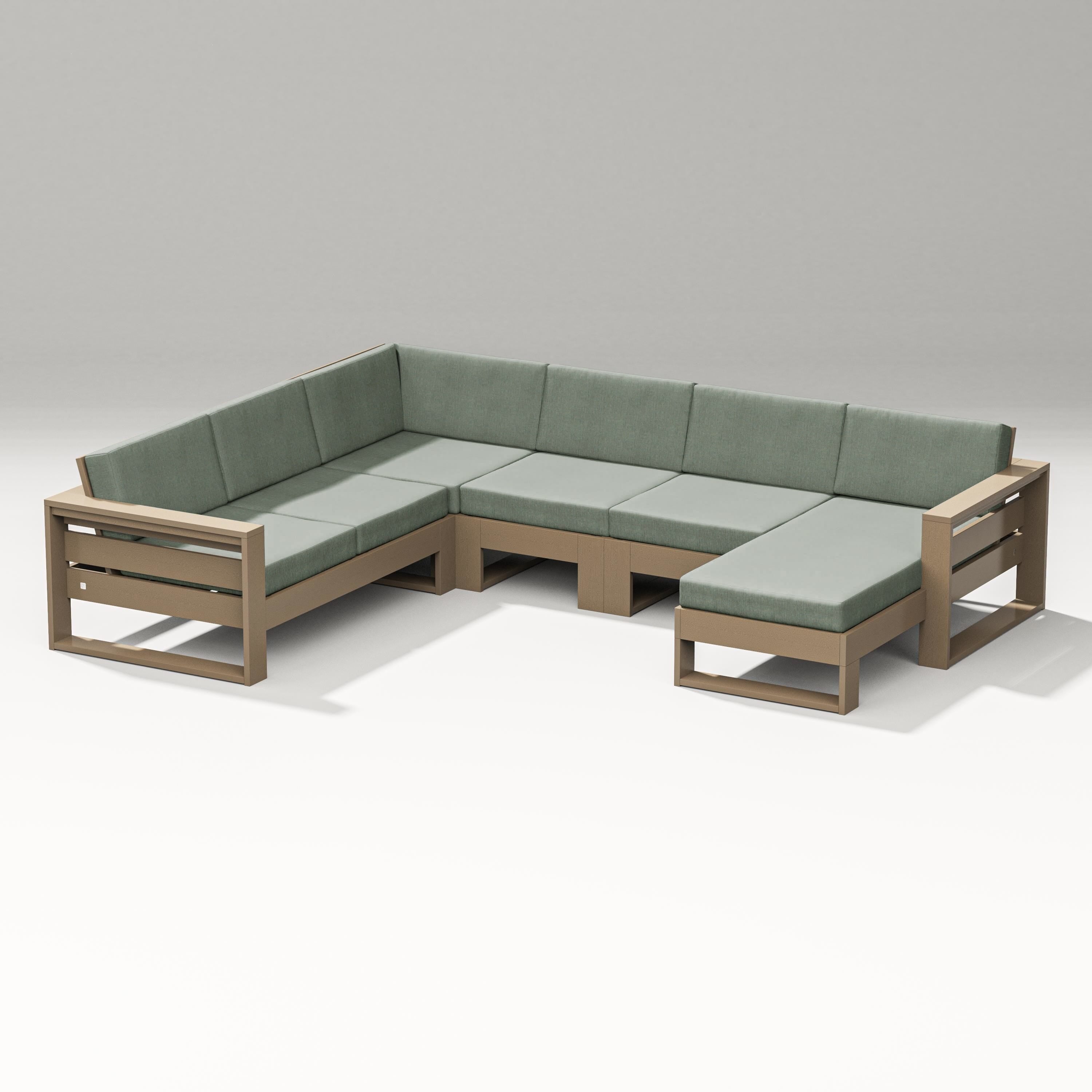 PW Designer Series Latitude Corner Sectional with Right Chaise in Vintage Sahara / Cast Sage
