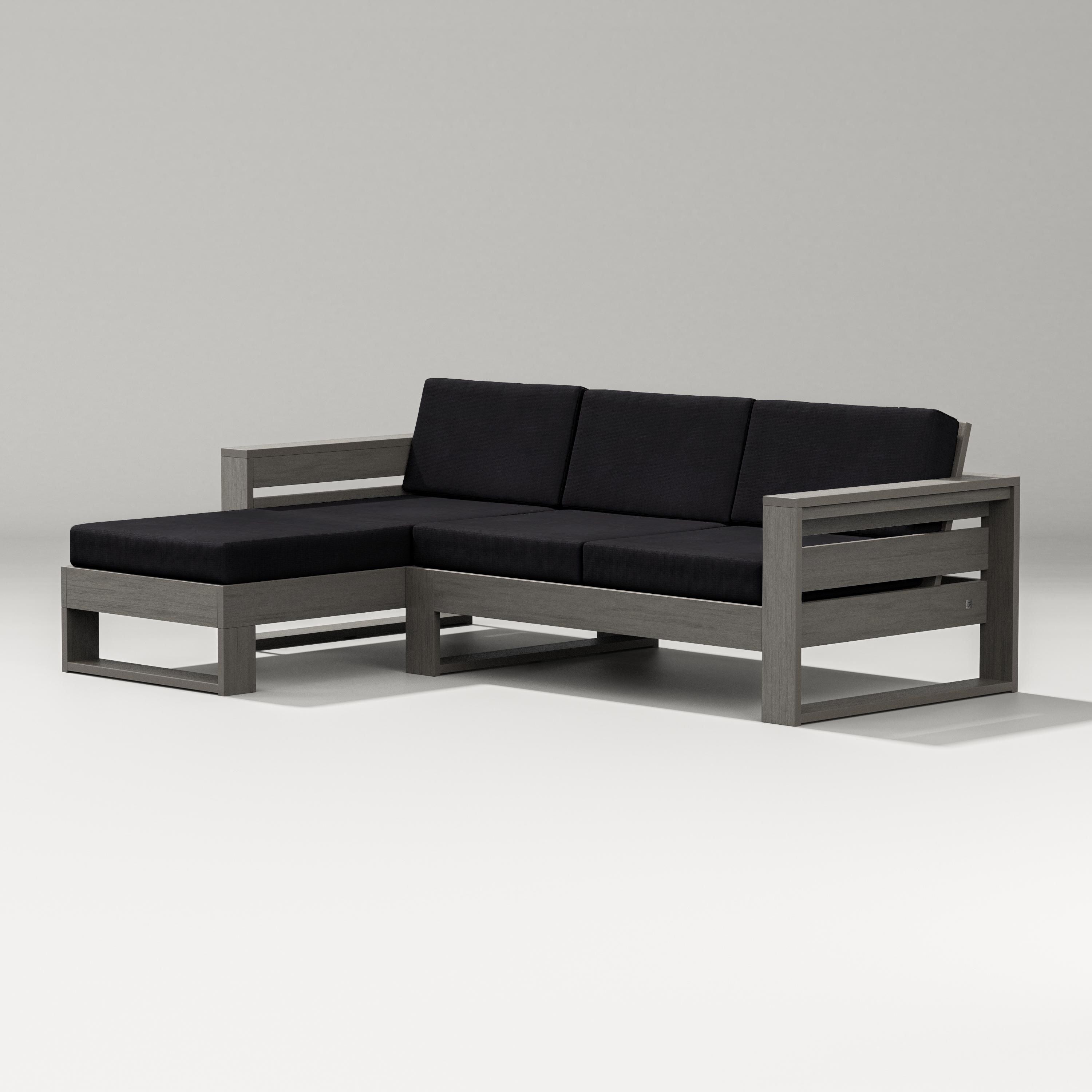 PW Designer Series Latitude Left Chaise Sectional in Driftwood / Midnight Linen