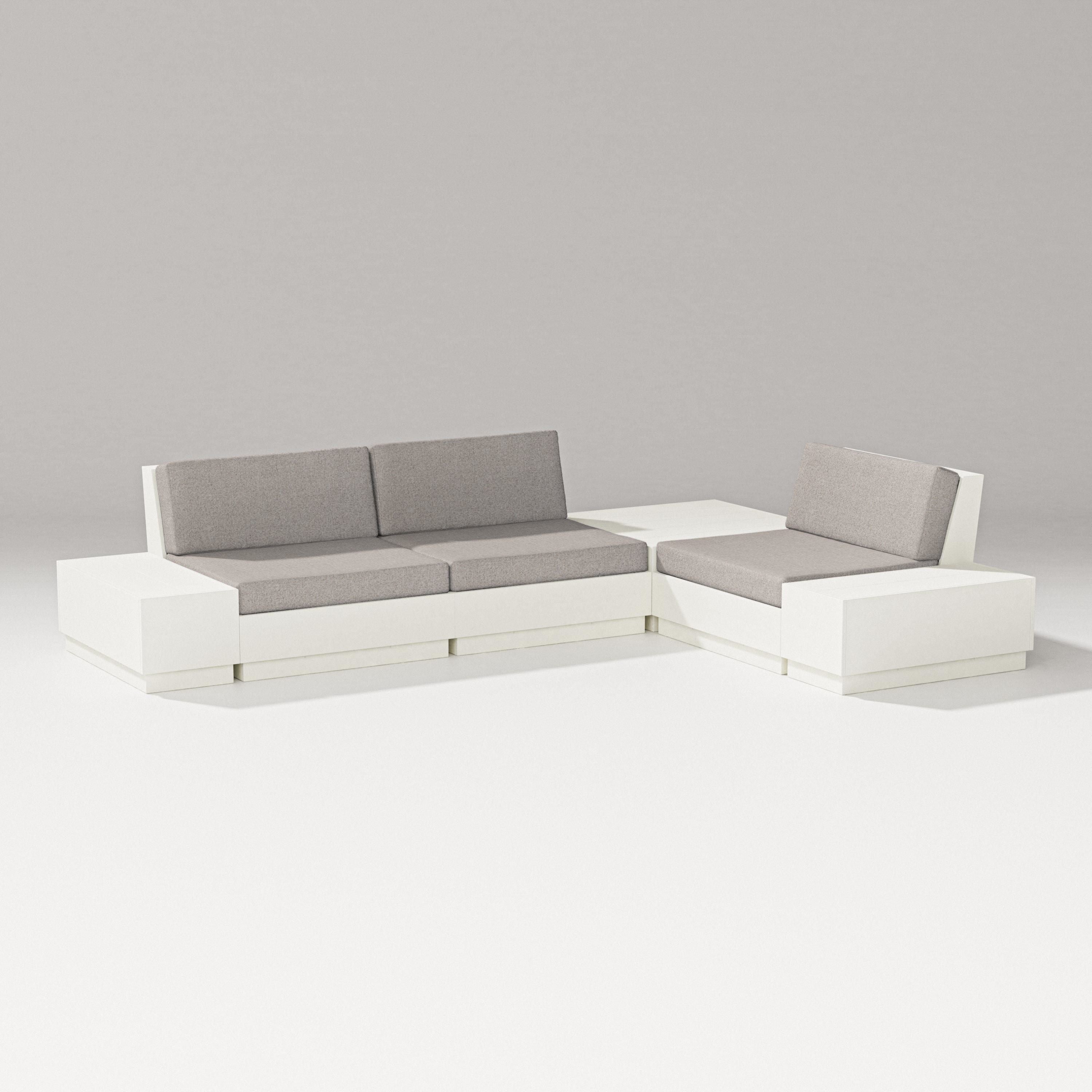 PW Designer Series Elevate 6-Piece Corner Sectional in Vintage White / Weathered Tweed