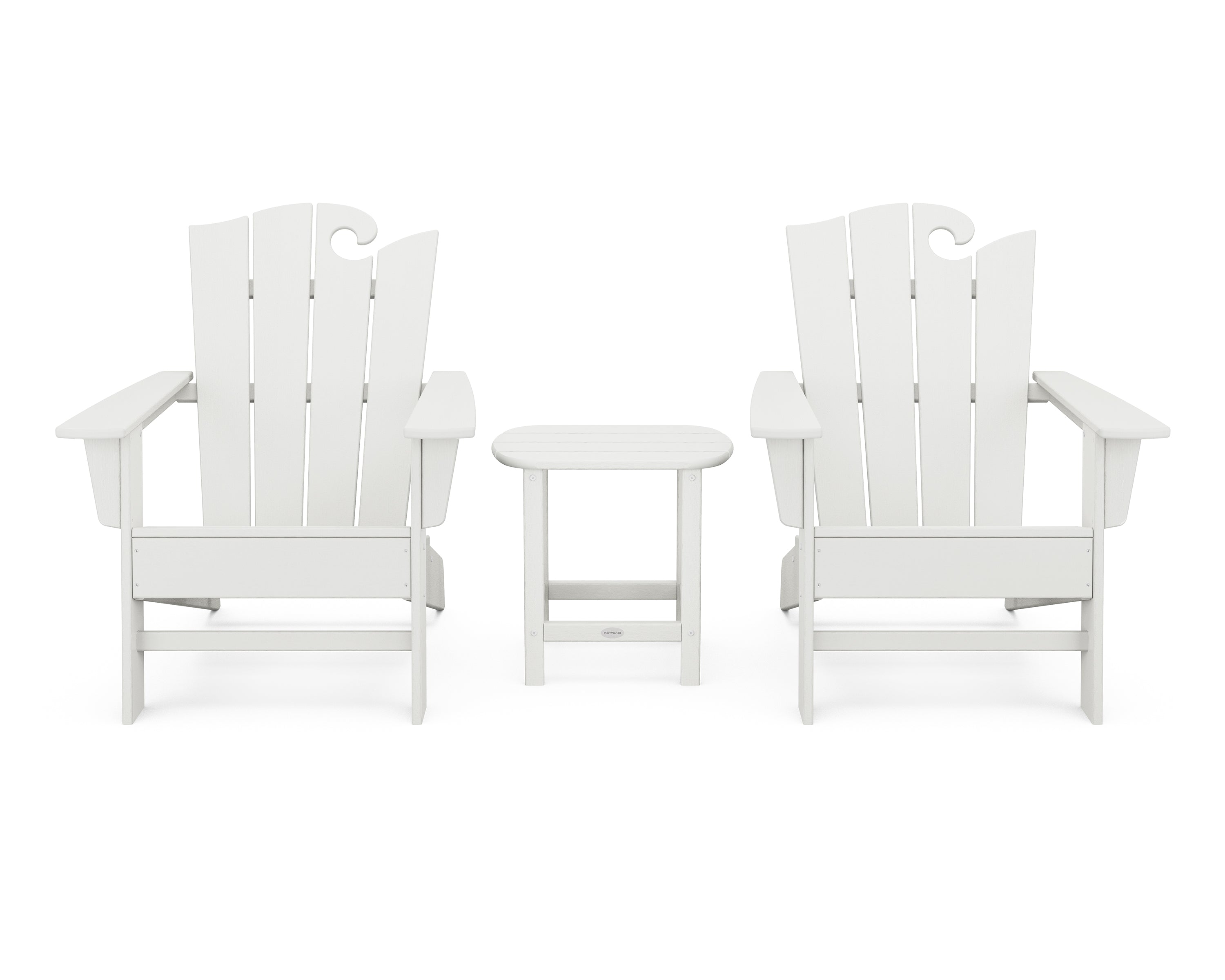 POLYWOOD® Wave 3-Piece Adirondack Set with The Ocean Chair in Vintage White