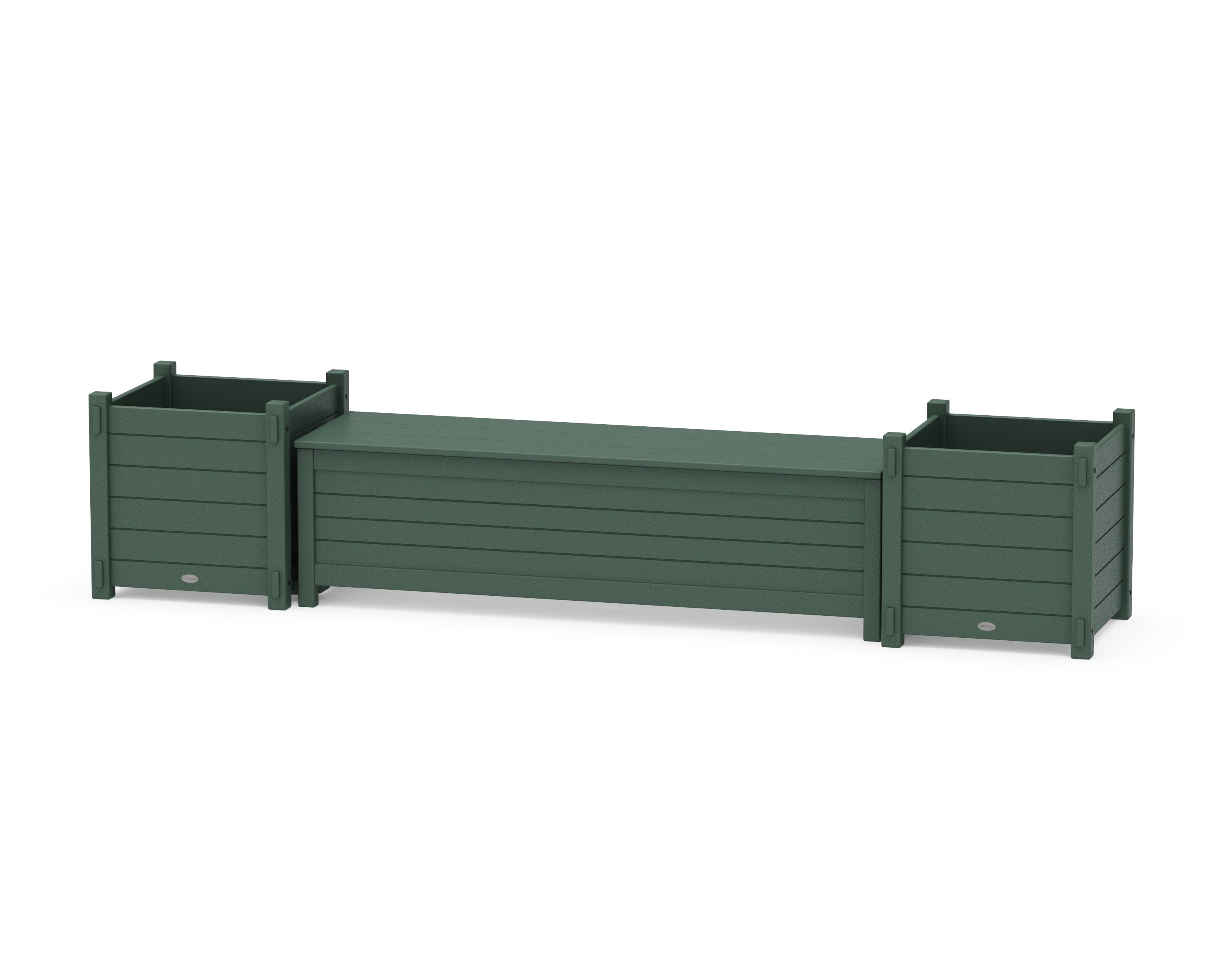 POLYWOOD 60" Nautical Straight Planter Storage Bench Set- Large in Green