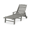 Country Living Cottage Chaise with Arms and Wheels in Slate Grey