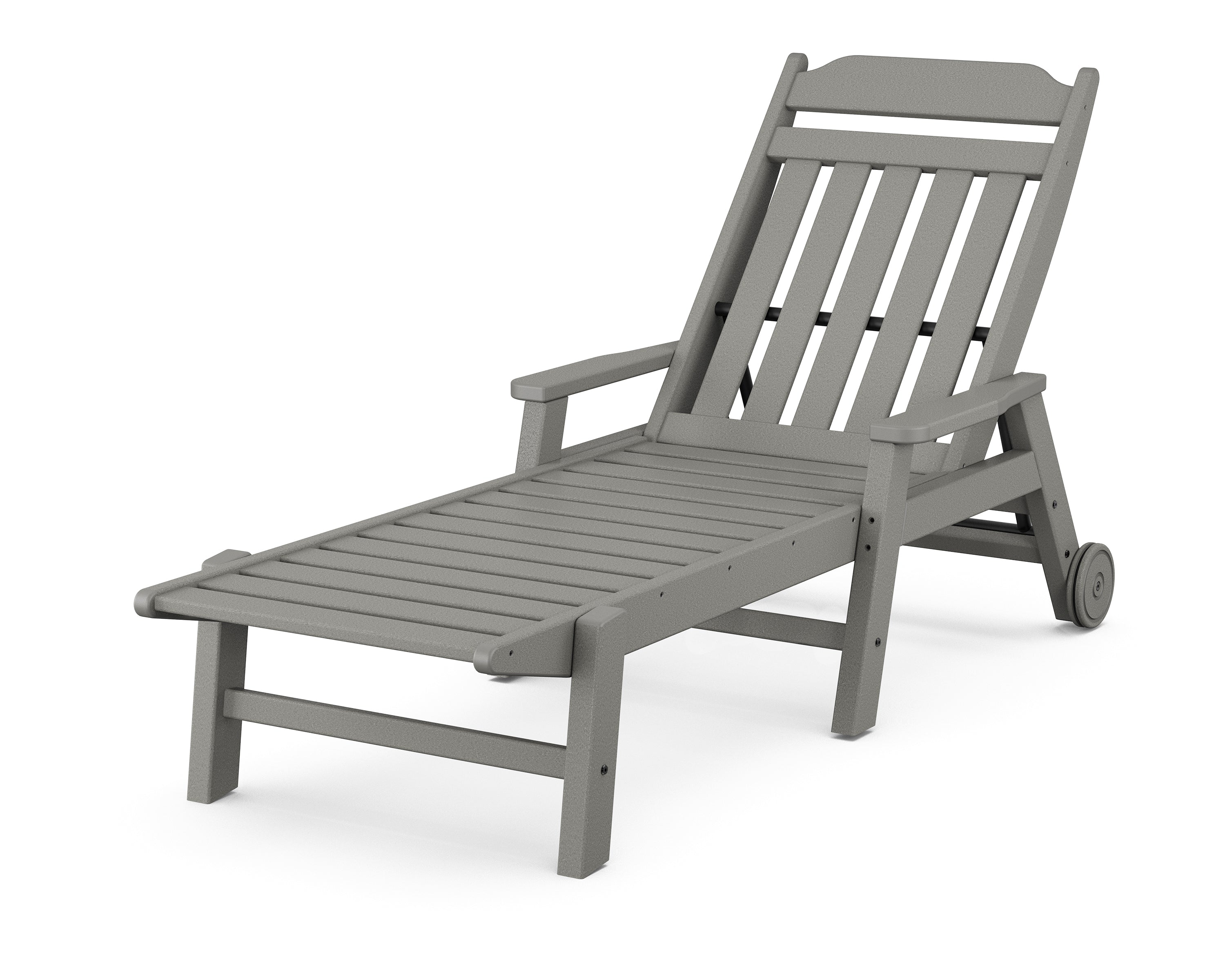 POLYWOOD Country Living Chaise with Arms and Wheels in Slate Grey