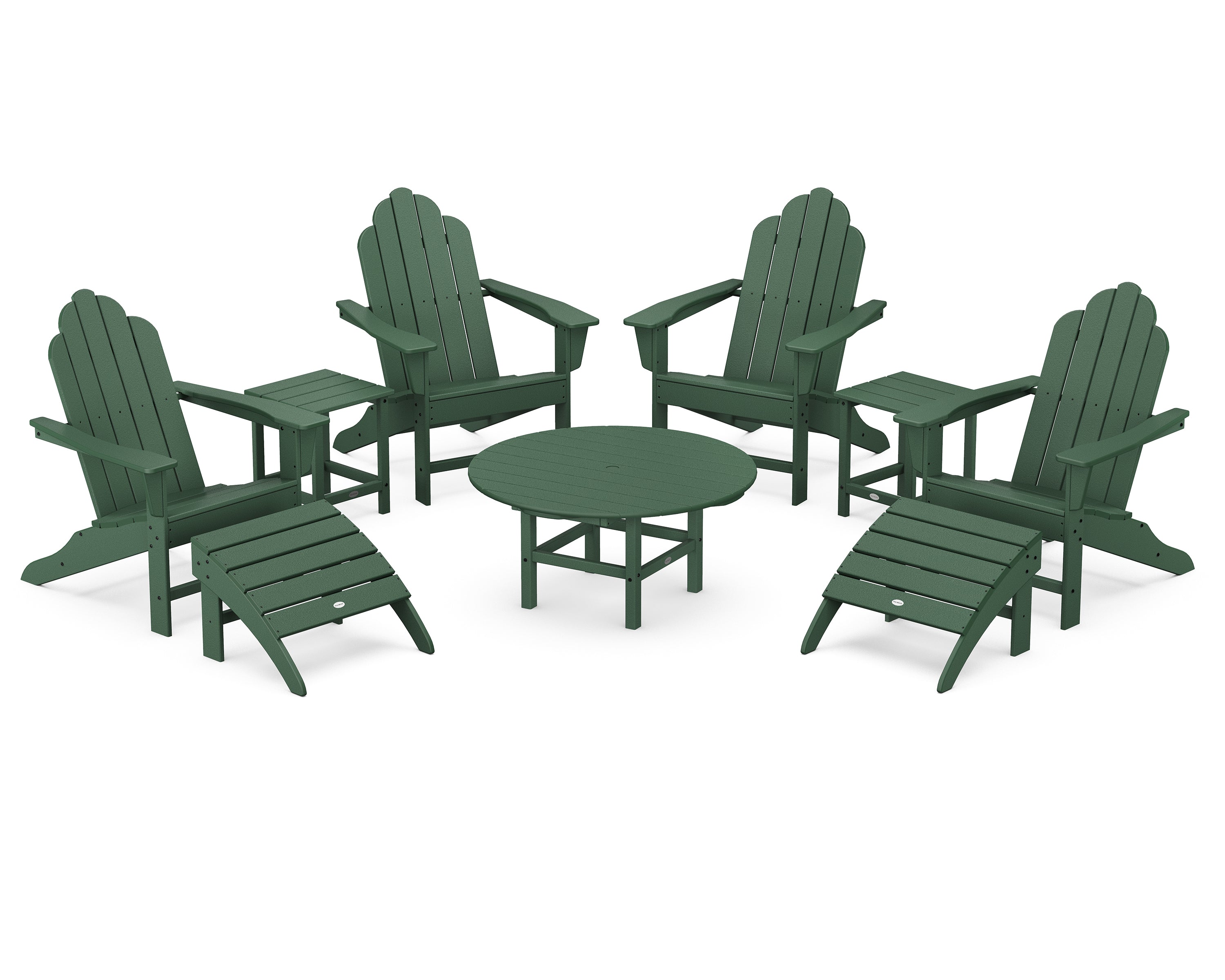 POLYWOOD® Long Island Adirondack 9-Piece Conversation Group in Green