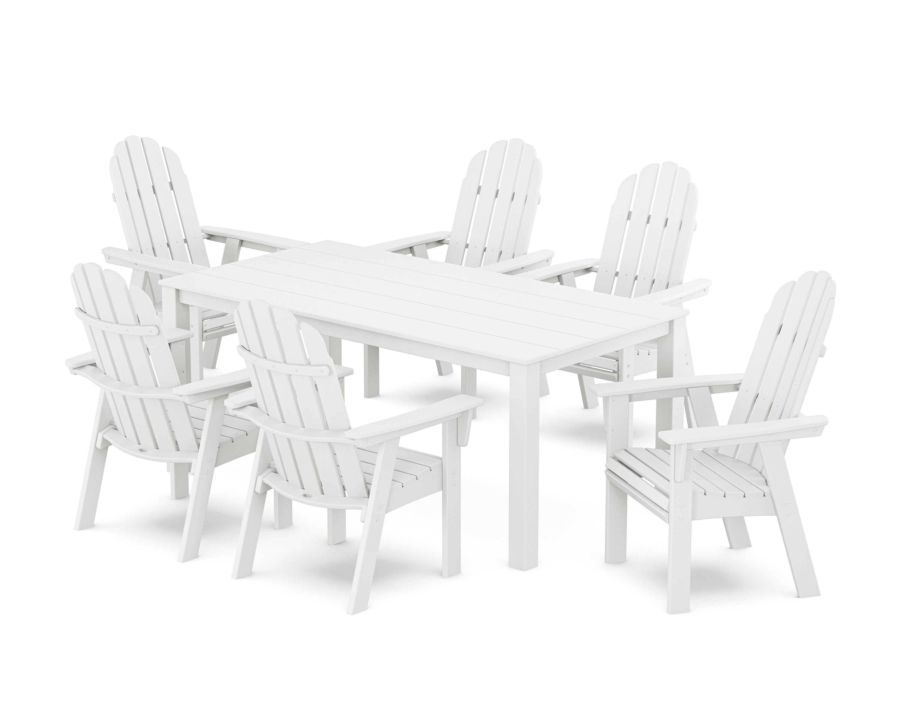 POLYWOOD® Vineyard Curveback Adirondack 7-Piece Parsons Dining Set in White