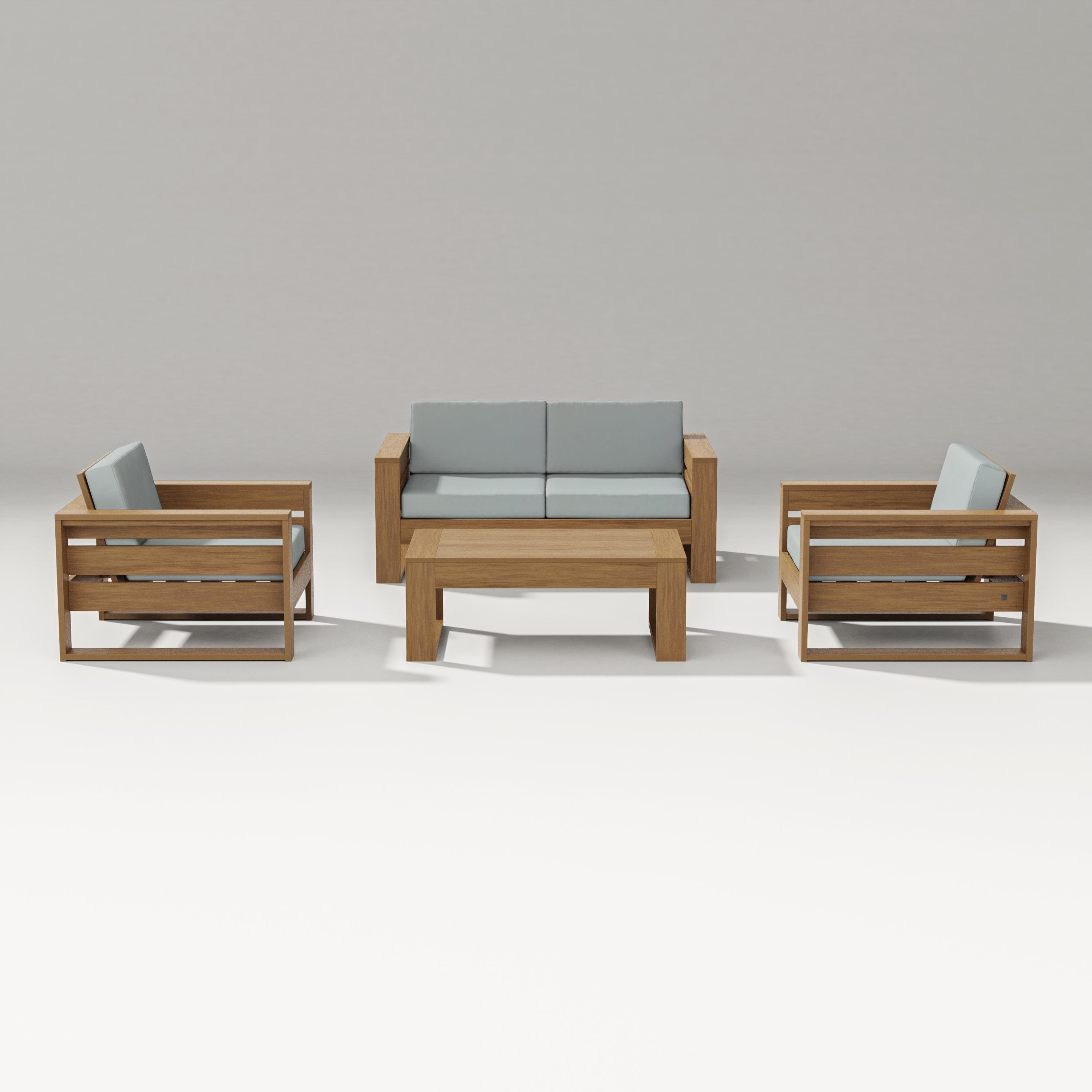 PW Designer Series Latitude 4-Piece Lounge Loveseat Set in Natural / Spa