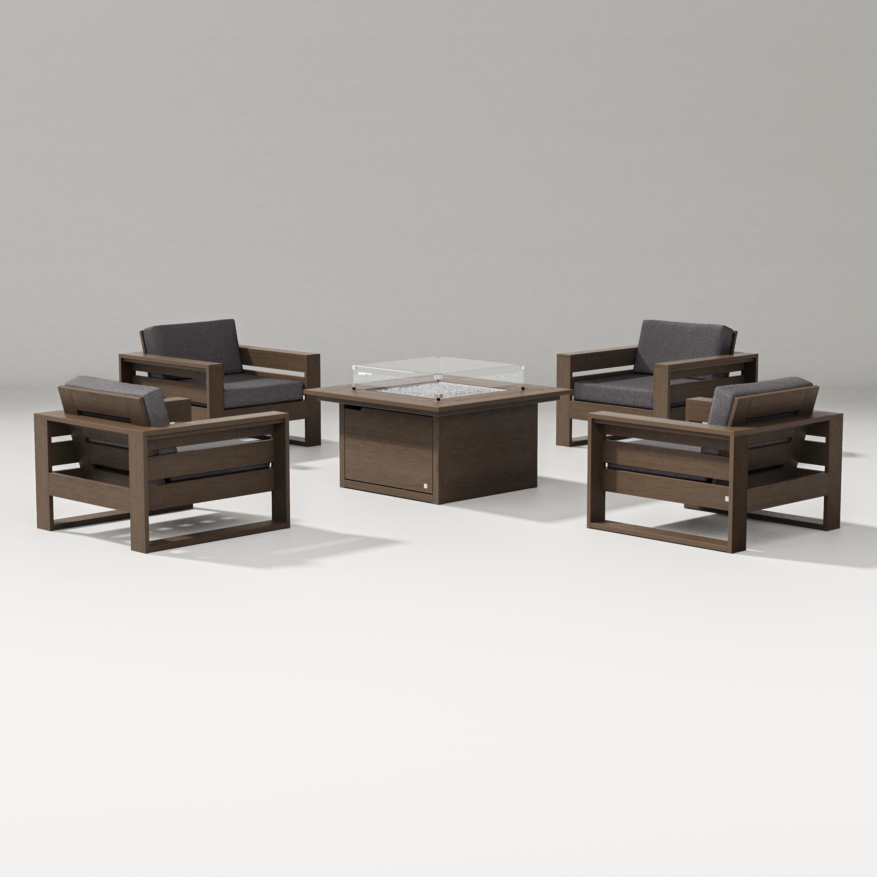 PW Designer Series Latitude 5-Piece Lounge Fire Table Set in Kona / Ash Charcoal
