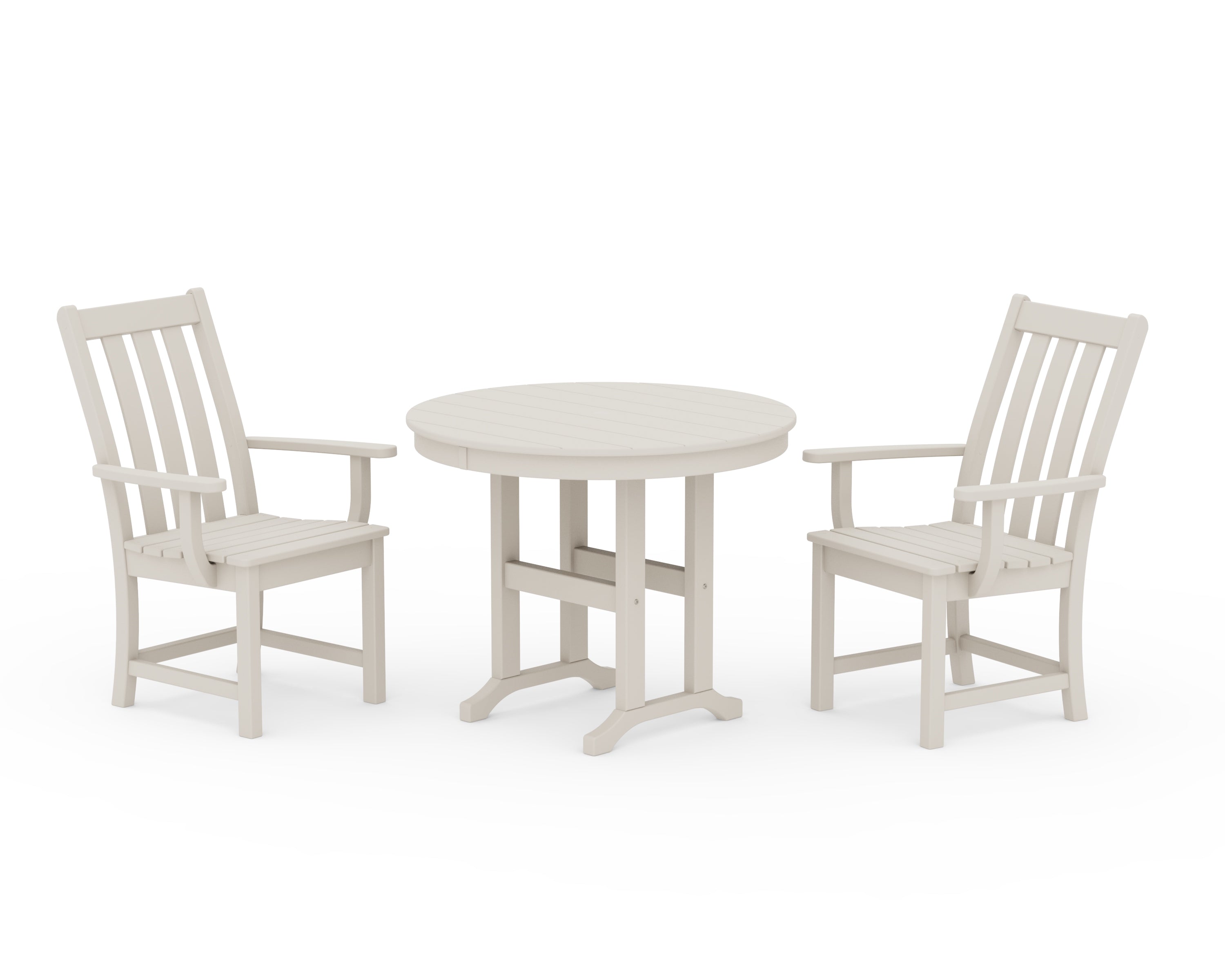POLYWOOD Vineyard 3-Piece Round Dining Set in Sand