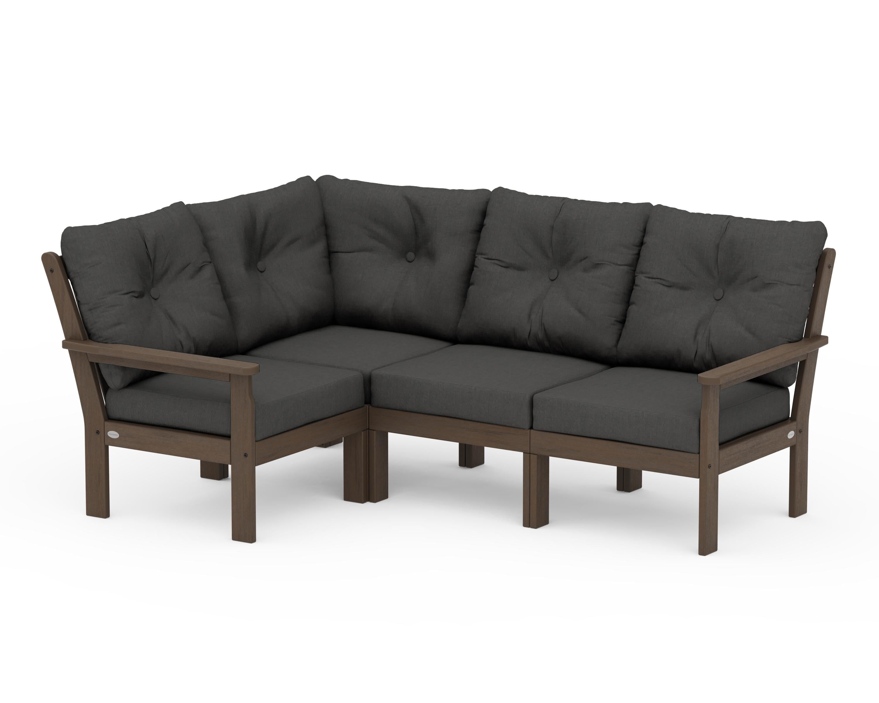 POLYWOOD Vineyard 4-Piece Sectional in Kona / Spectrum Carbon