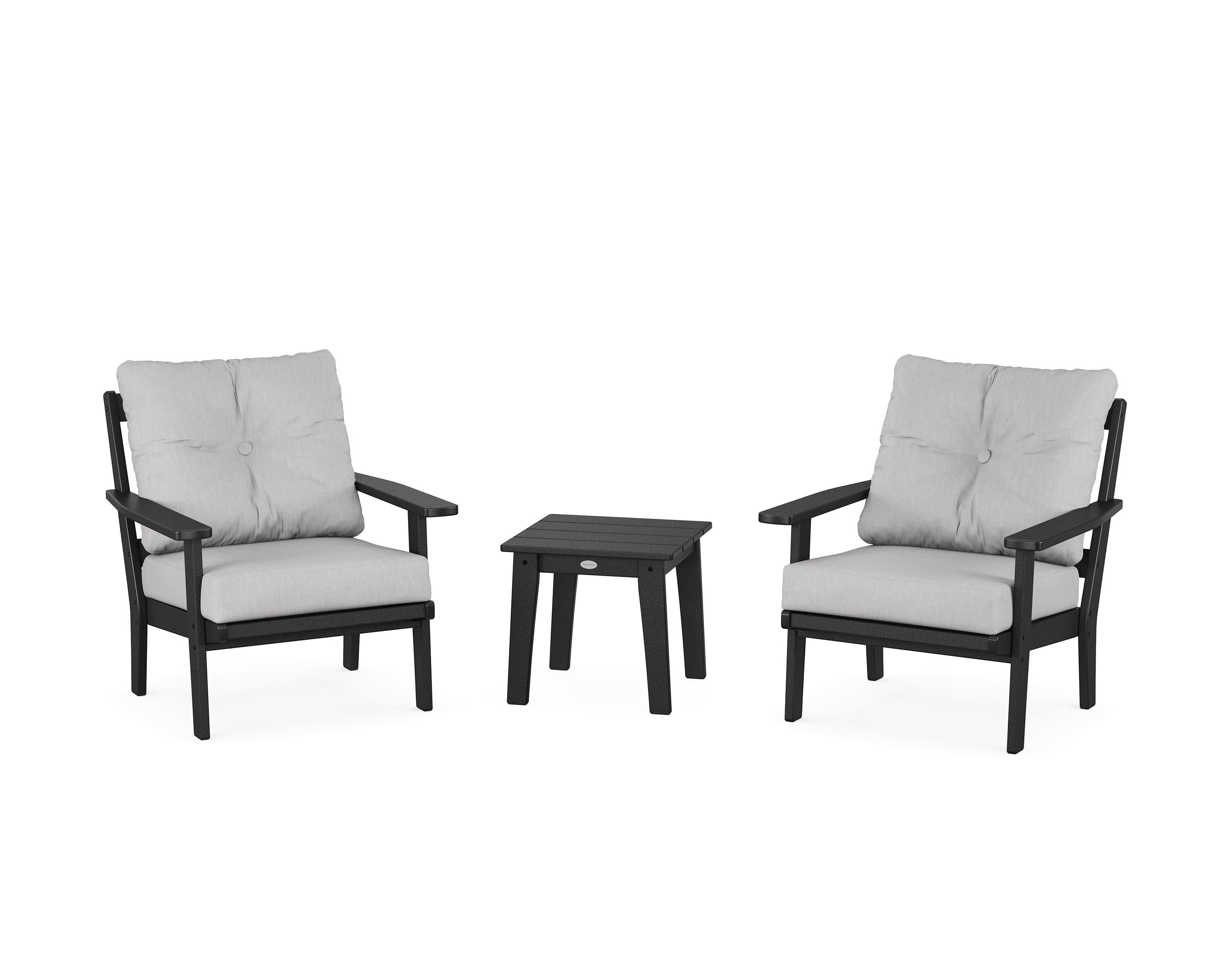 POLYWOOD Prairie 3-Piece Deep Seating Set in Black / Granite
