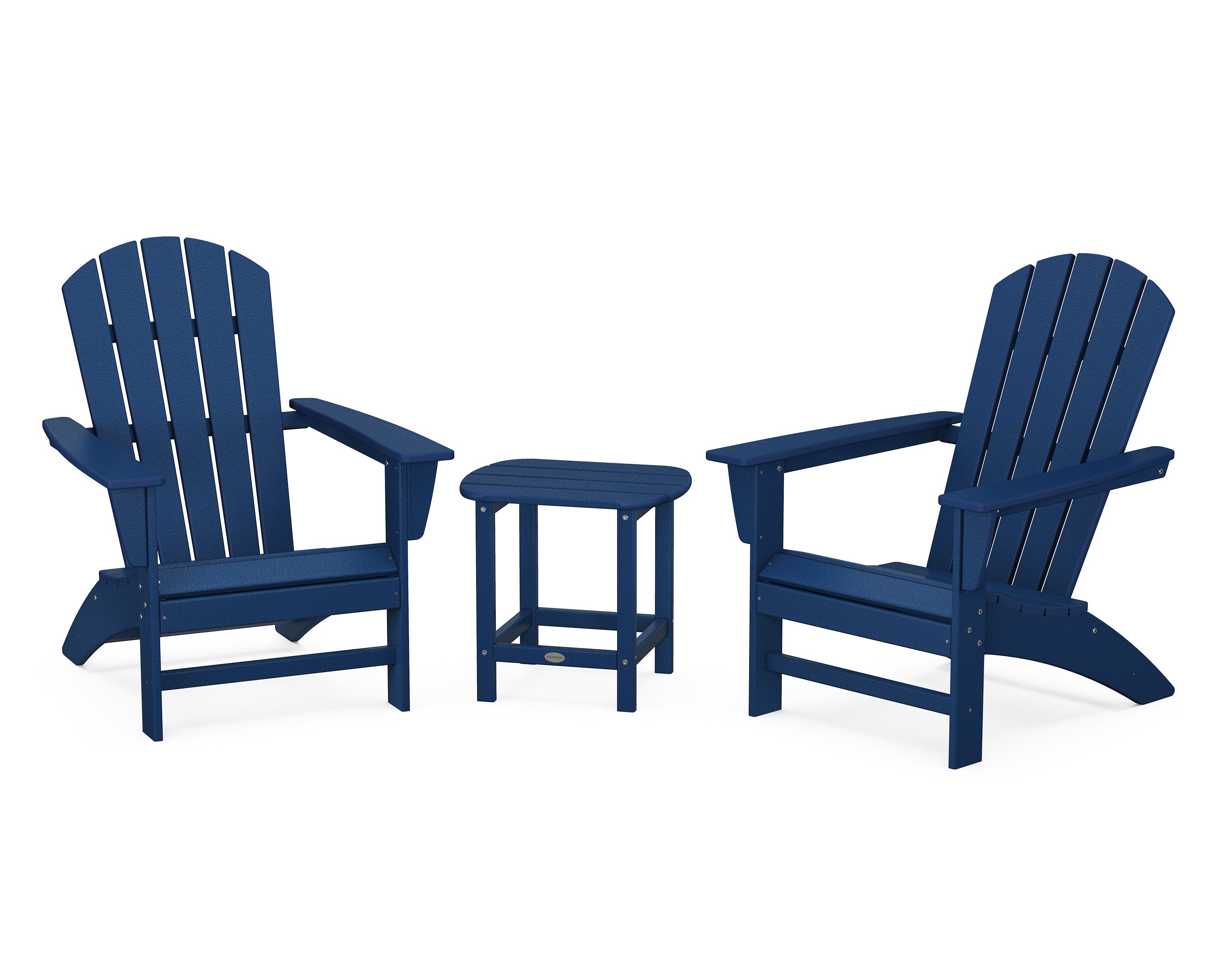 POLYWOOD® Nautical 3-Piece Adirondack Set with South Beach 18" Side Table in Navy