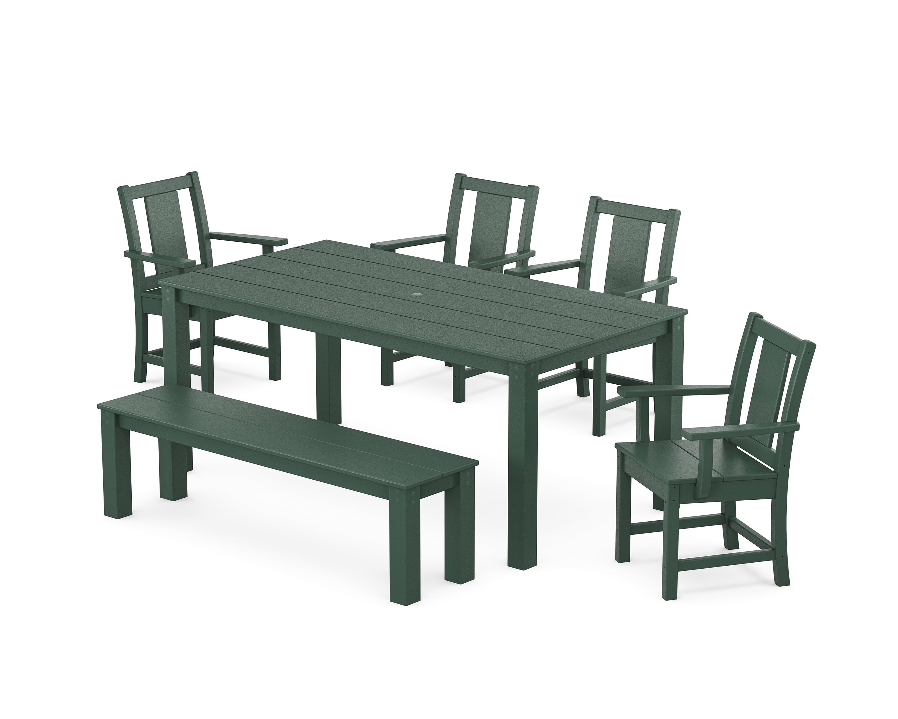 POLYWOOD® Prairie 6-Piece Parsons Dining Set with Bench in Green