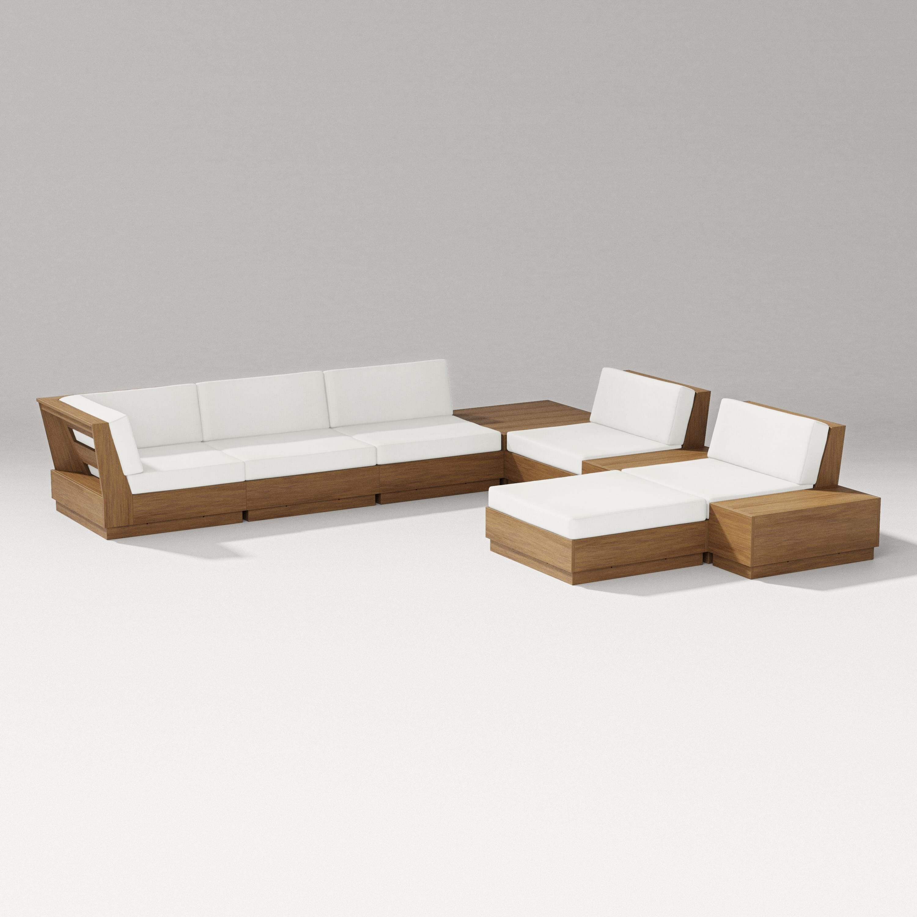 PW Designer Series Elevate 9-Piece Conversation Sectional in Natural / Natural Linen