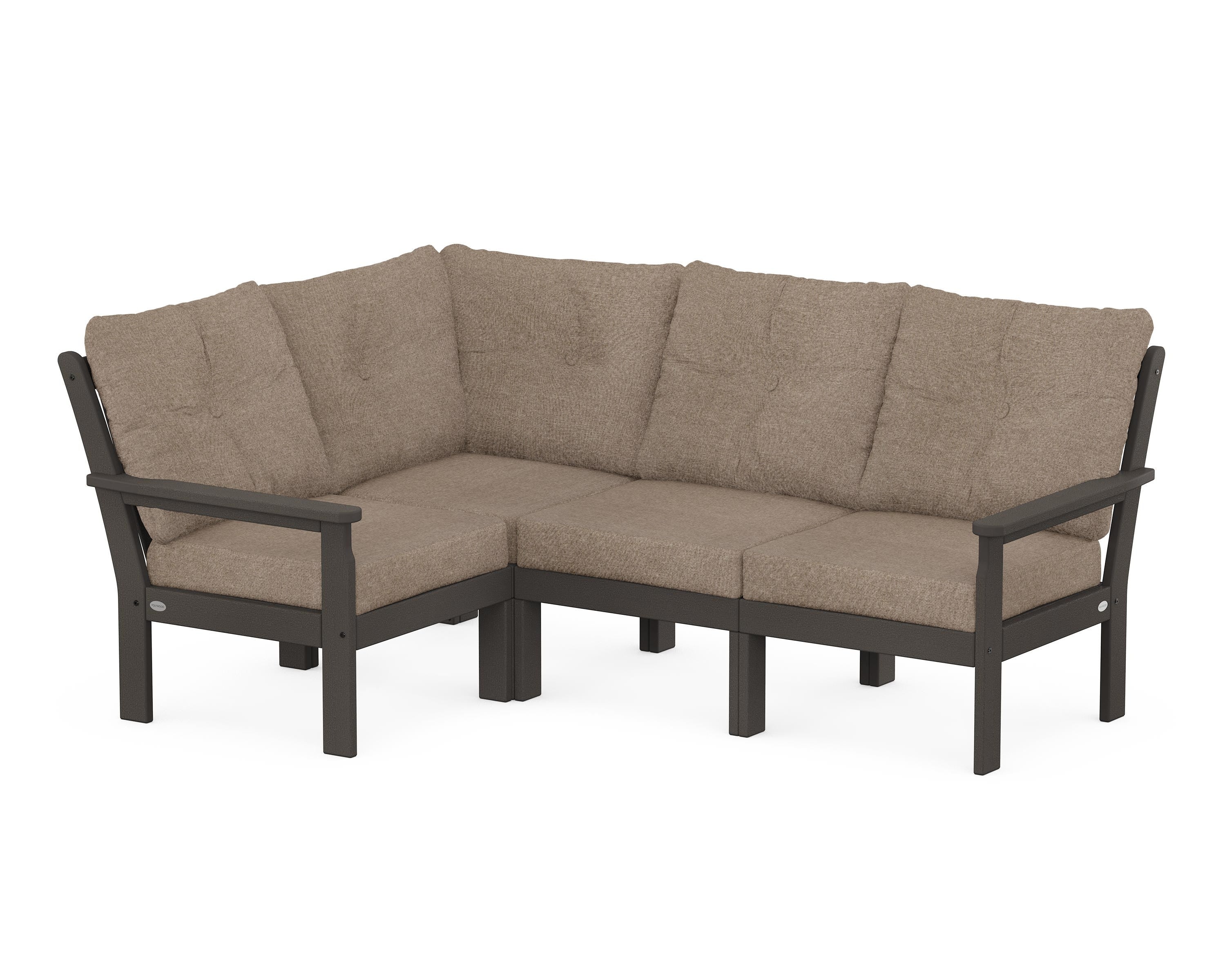 POLYWOOD Vineyard 4-Piece Sectional in Vintage Coffee / Spiced Burlap