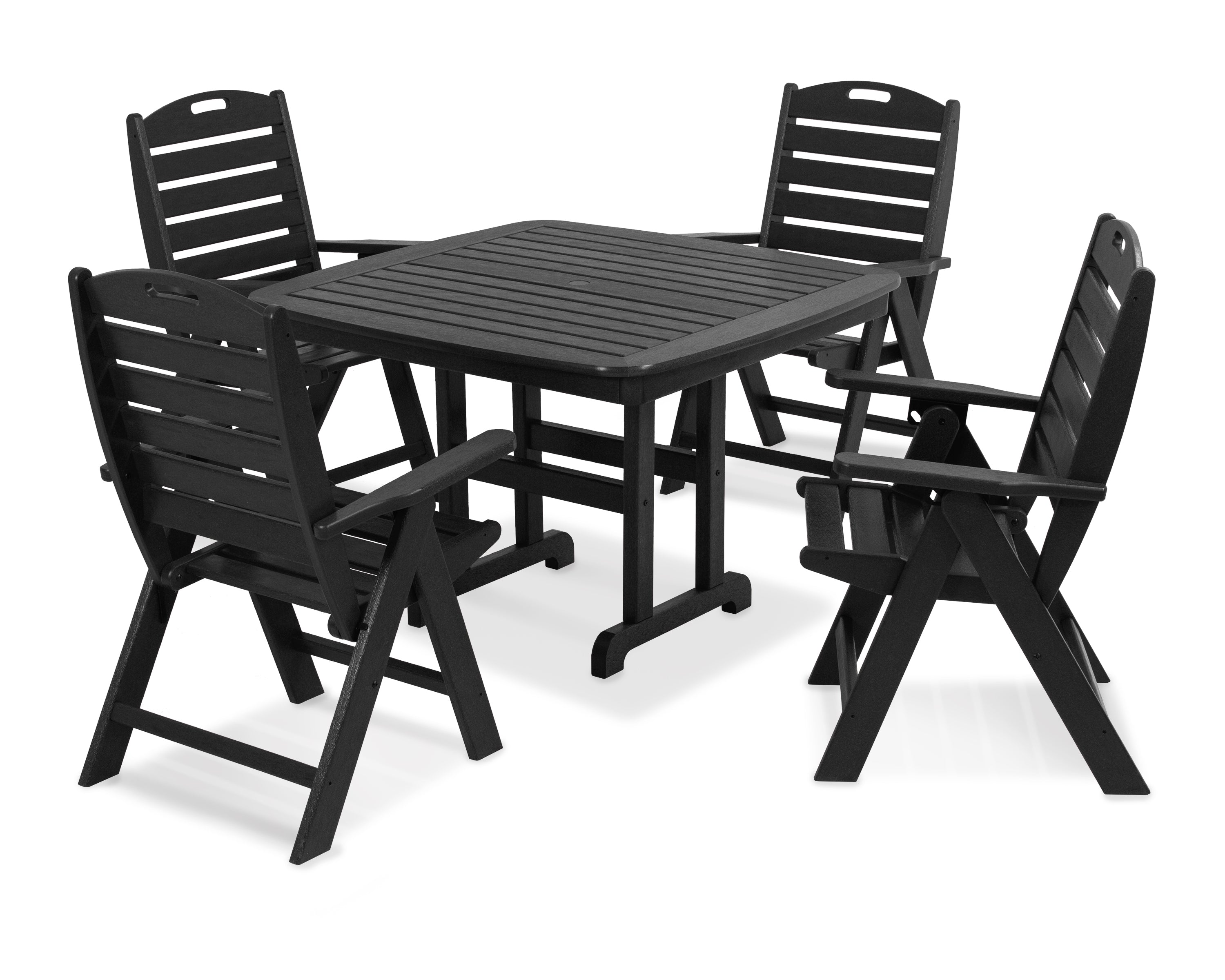 POLYWOOD® Nautical Highback Chair 5-Piece Dining Set in Black