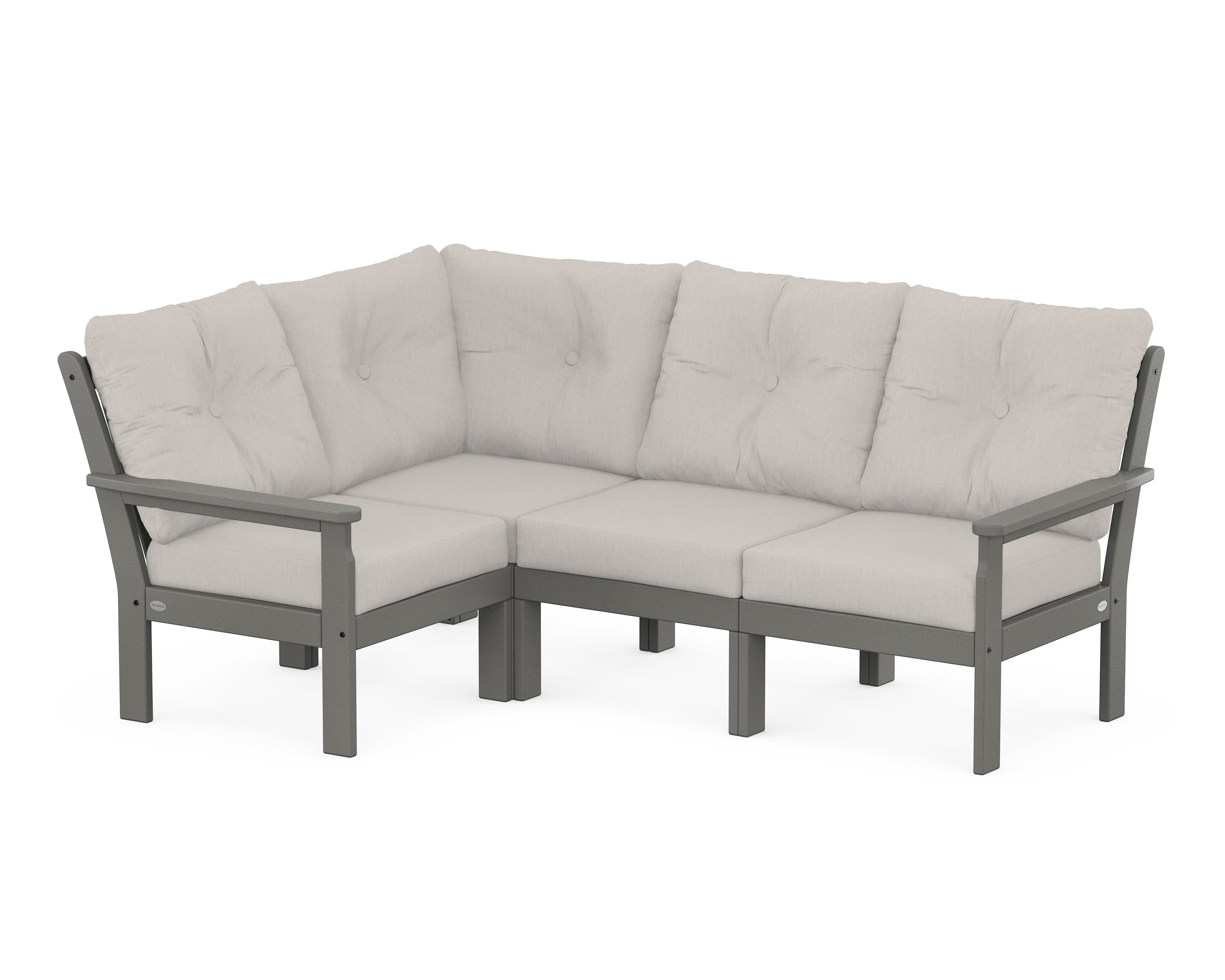 POLYWOOD Vineyard 4-Piece Sectional in Slate Grey / Cast Ash
