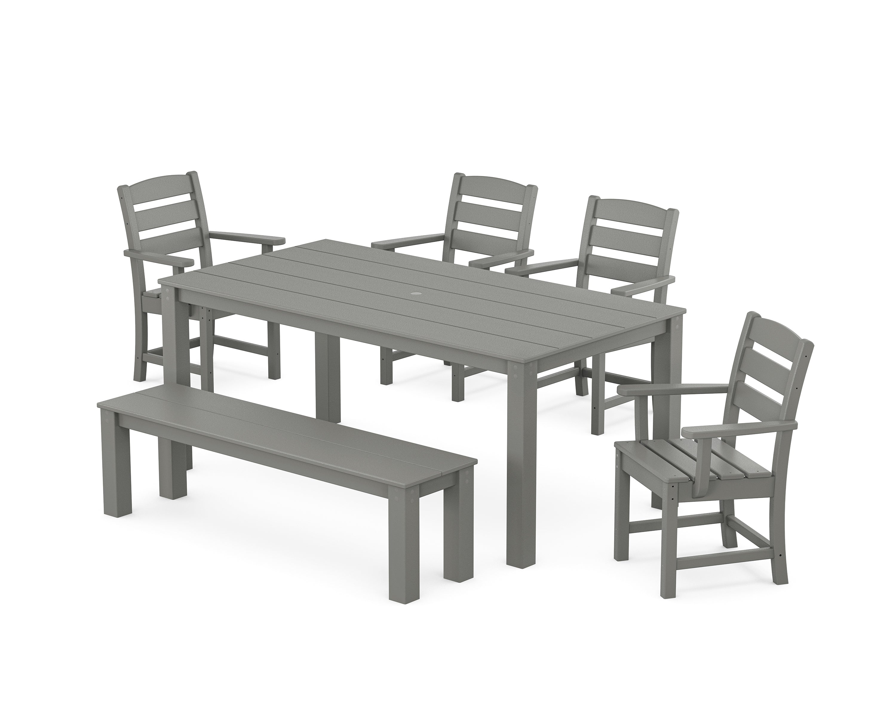 POLYWOOD® Lakeside 6-Piece Parsons Dining Set with Bench in Slate Grey