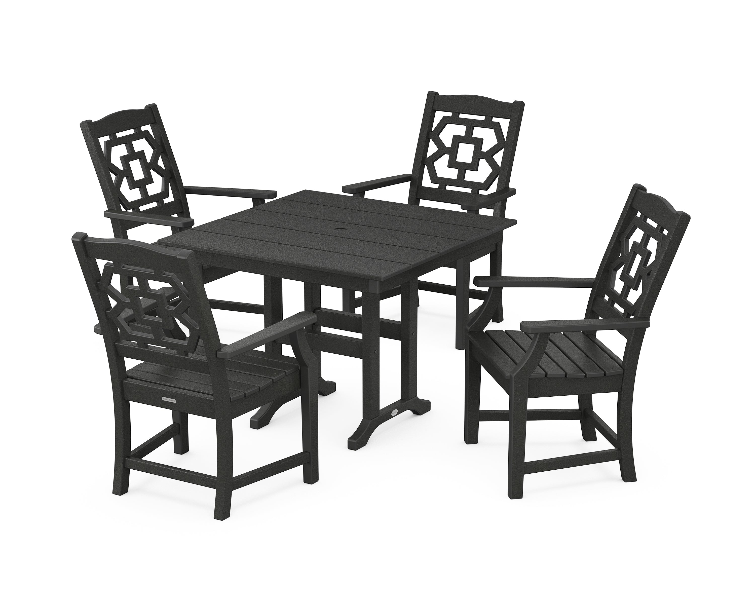 Martha Stewart by POLYWOOD® Chinoiserie 5-Piece Farmhouse Dining Set in Black