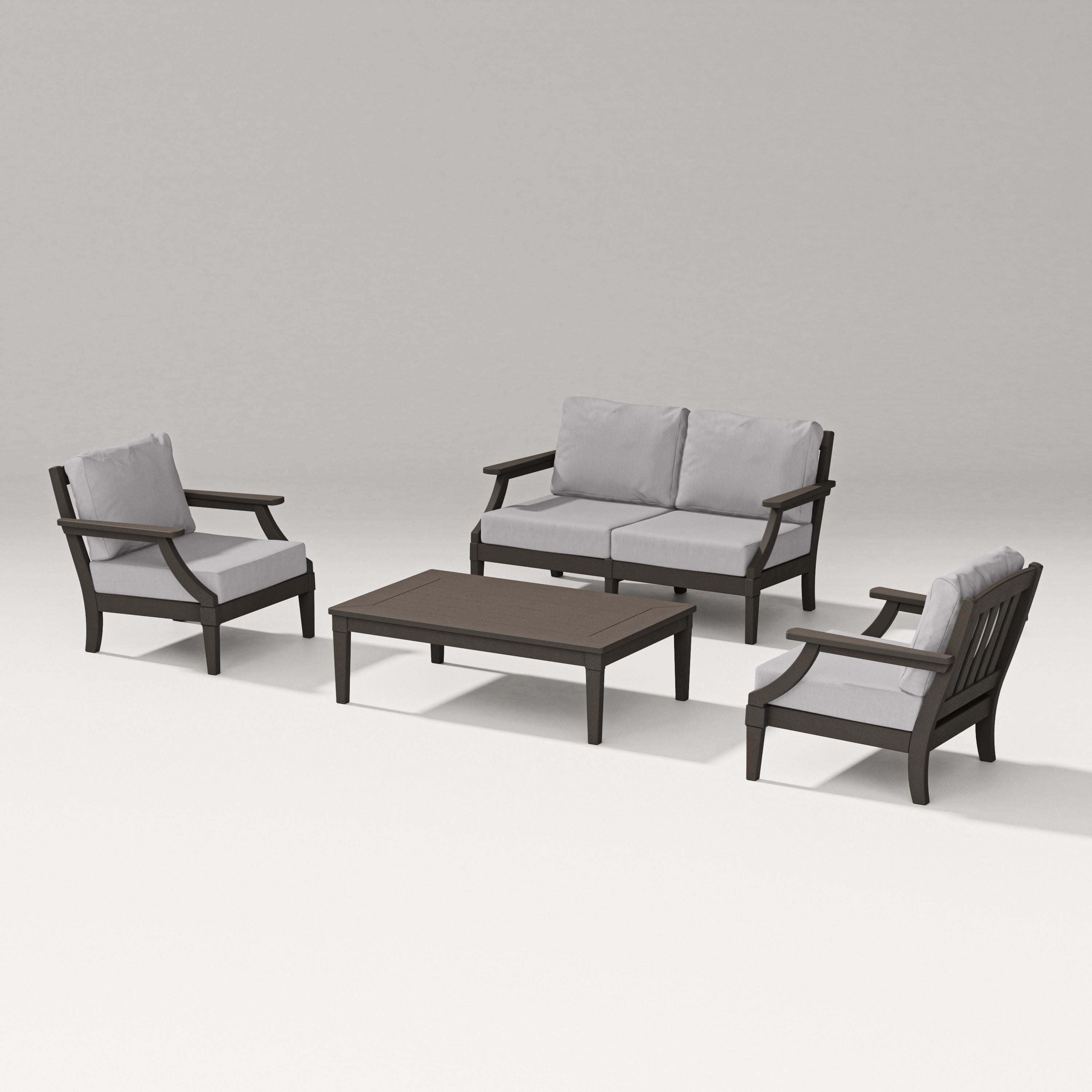 PW Designer Series Estate Lounge 4-Piece Loveseat Set in Vintage Coffee / Granite