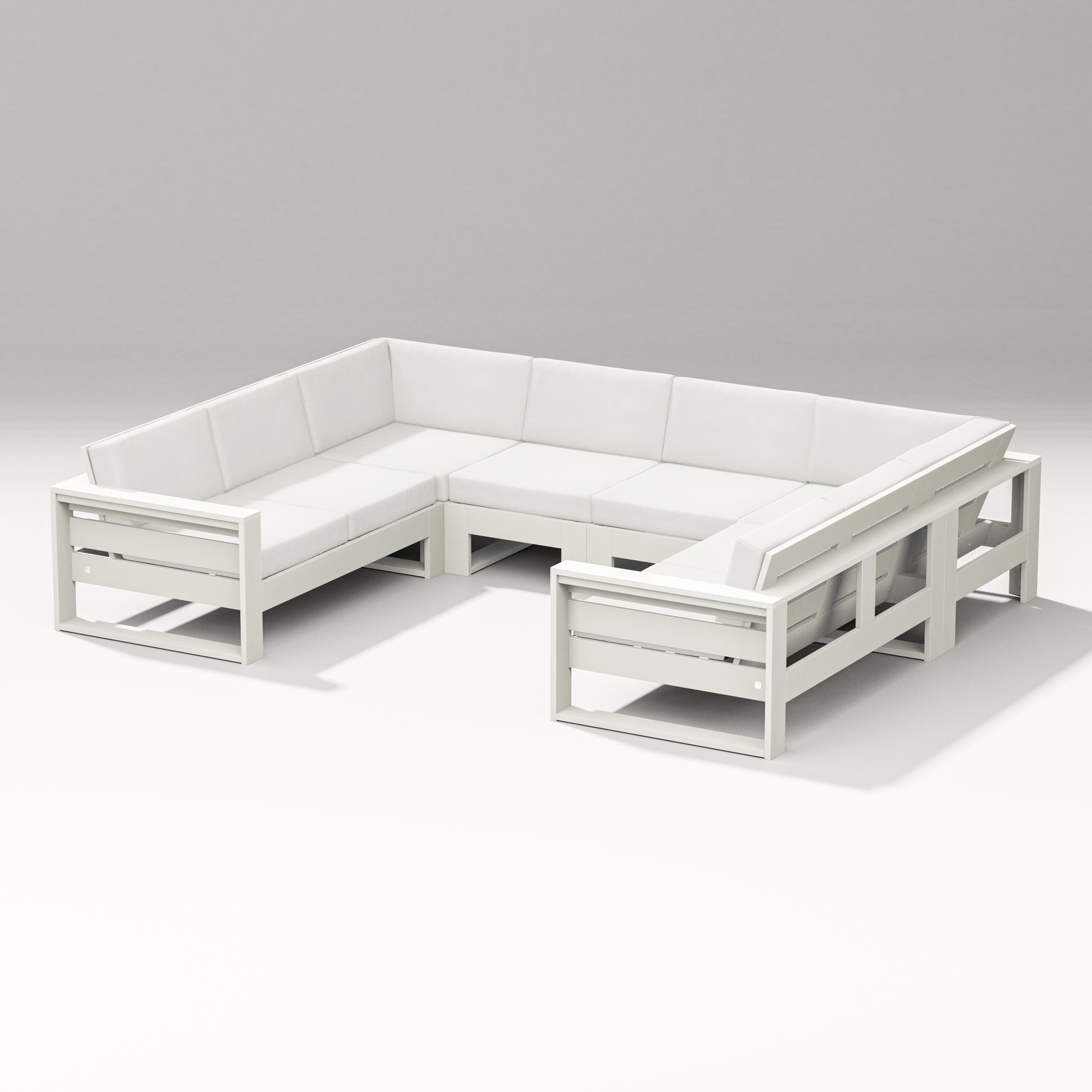 PW Designer Series Latitude U-Shaped Sectional in Vintage White / Natural Linen