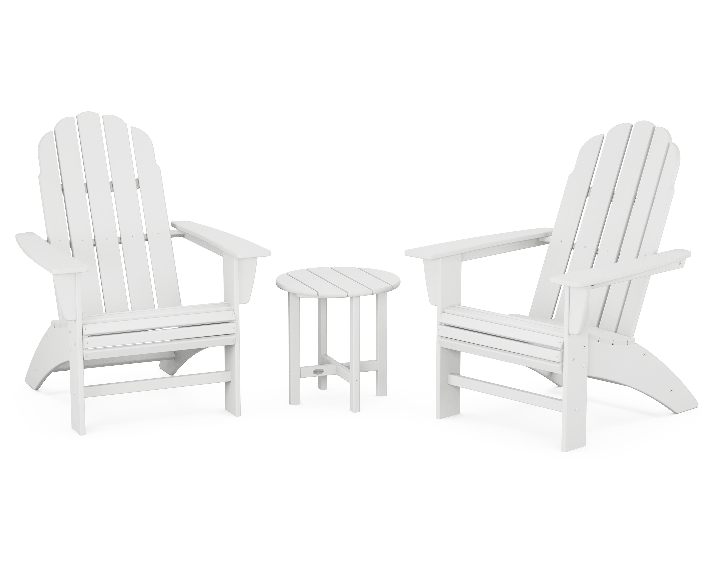 POLYWOOD® Vineyard 3-Piece Curveback Adirondack Set in White