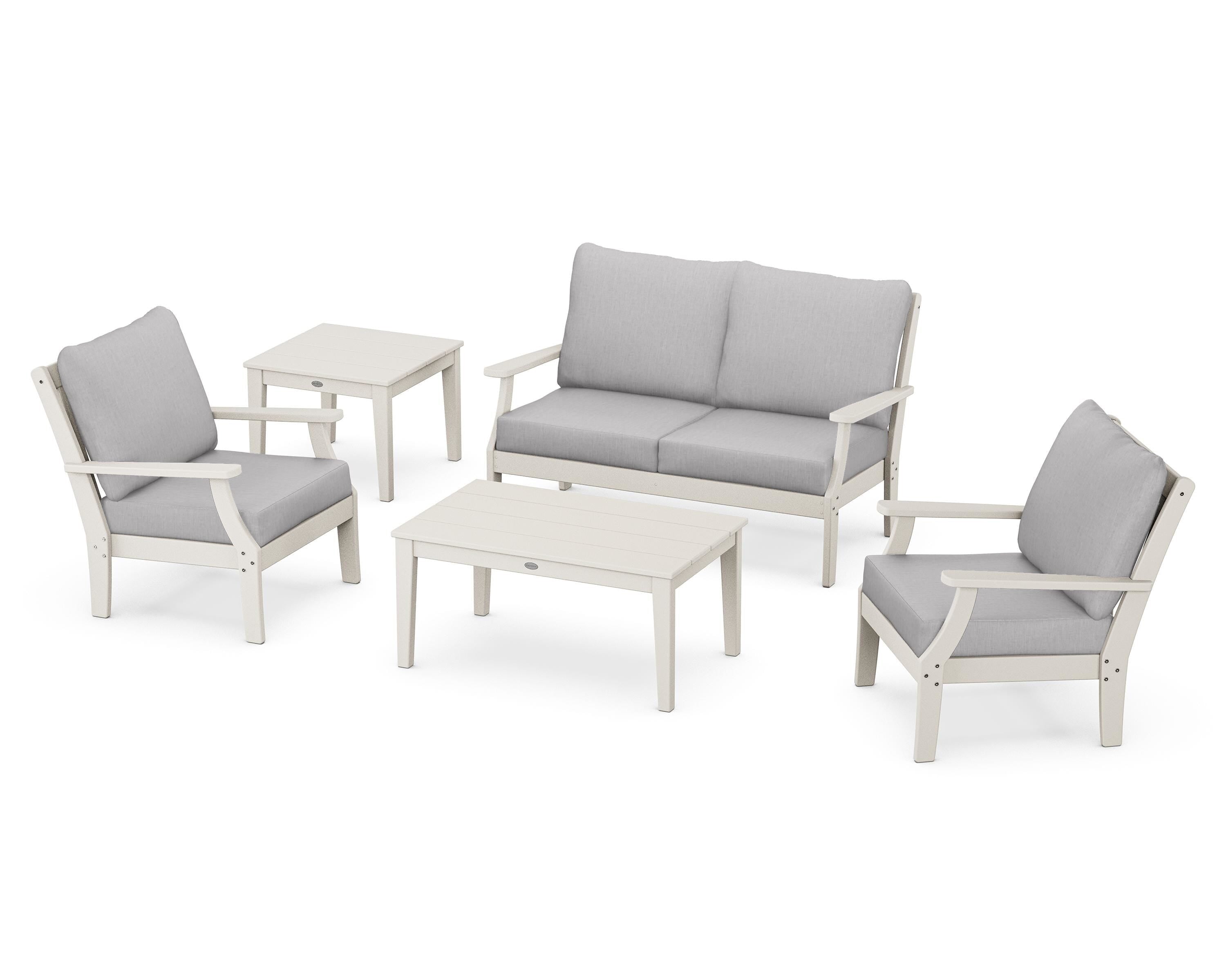 POLYWOOD Braxton 5-Piece Deep Seating Set in Sand / Granite