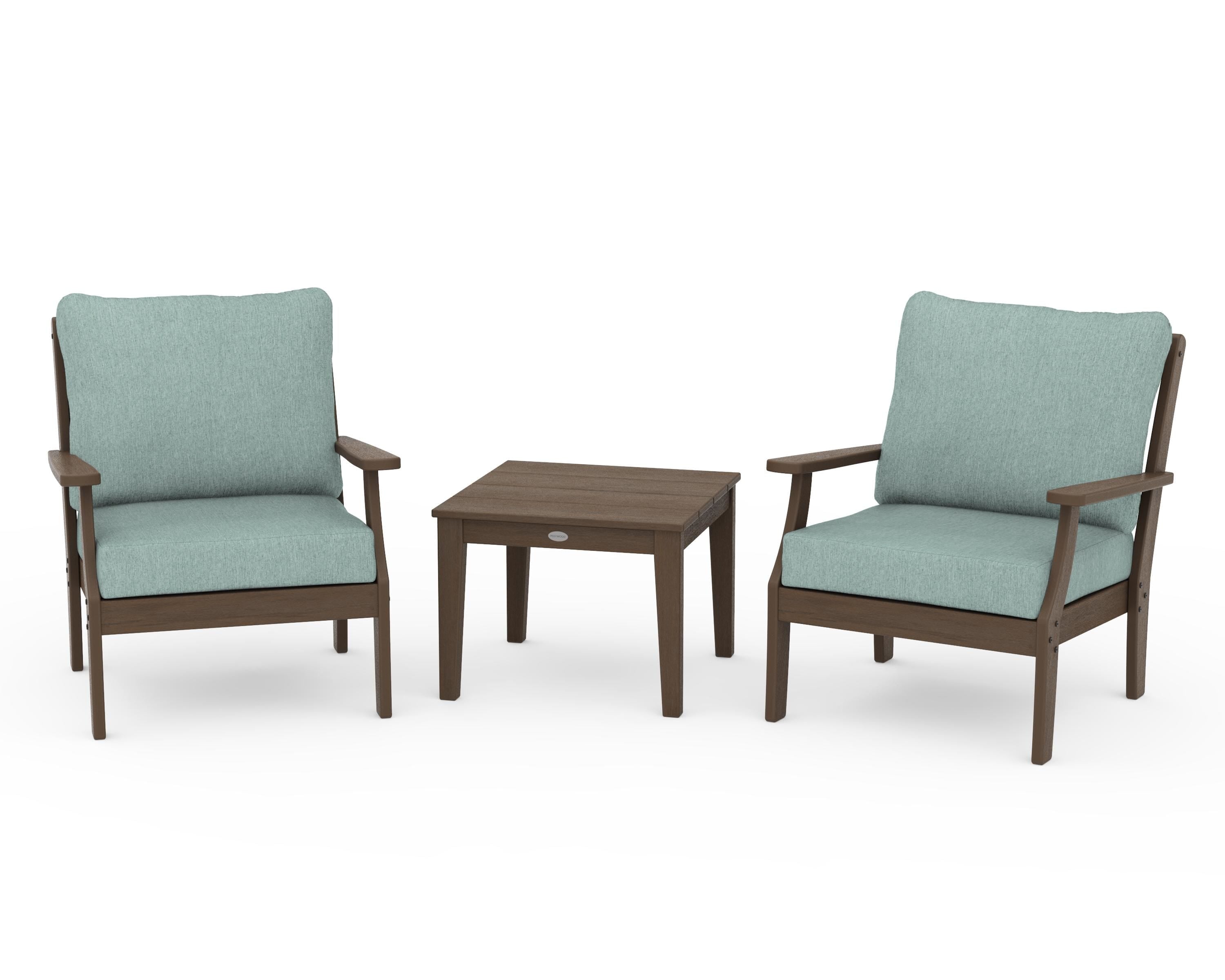 POLYWOOD Braxton 3-Piece Deep Seating Set in Kona / Glacier Spa