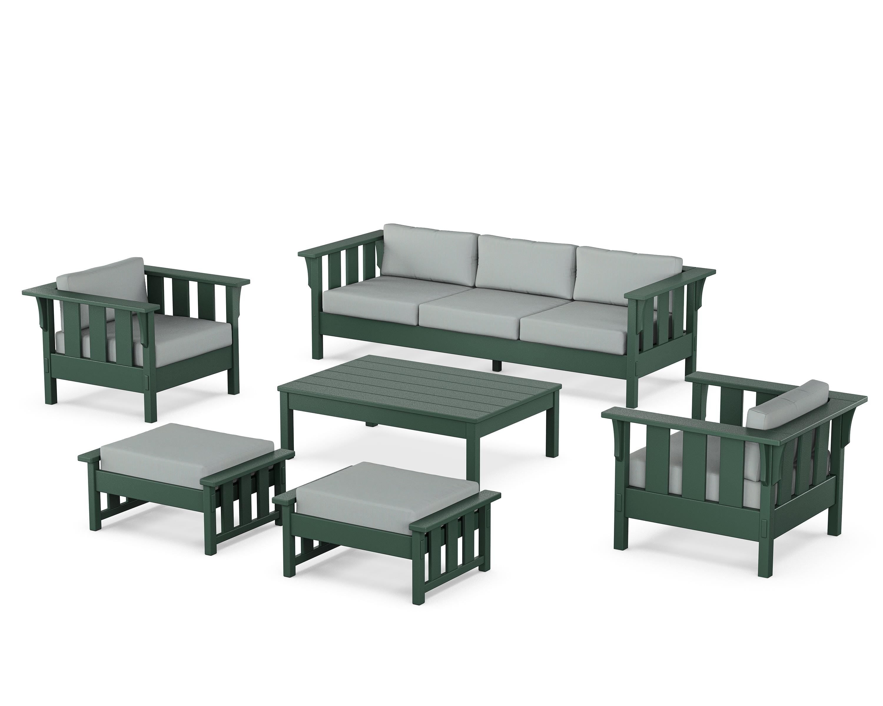Martha Stewart by POLYWOOD Acadia 6-Piece Lounge Sofa Set in Green / Spa