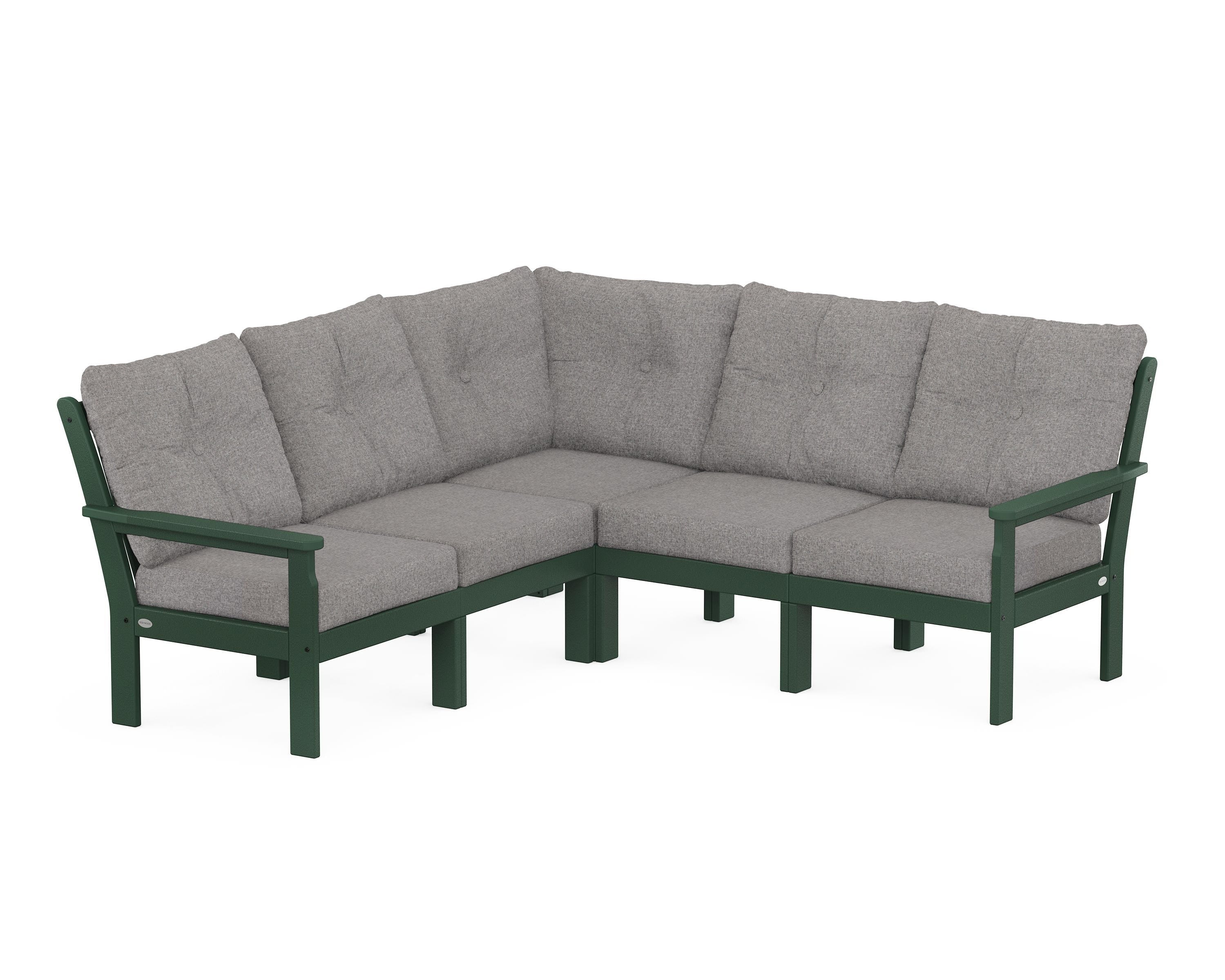 POLYWOOD Vineyard 5-Piece Sectional in Green / Grey Mist
