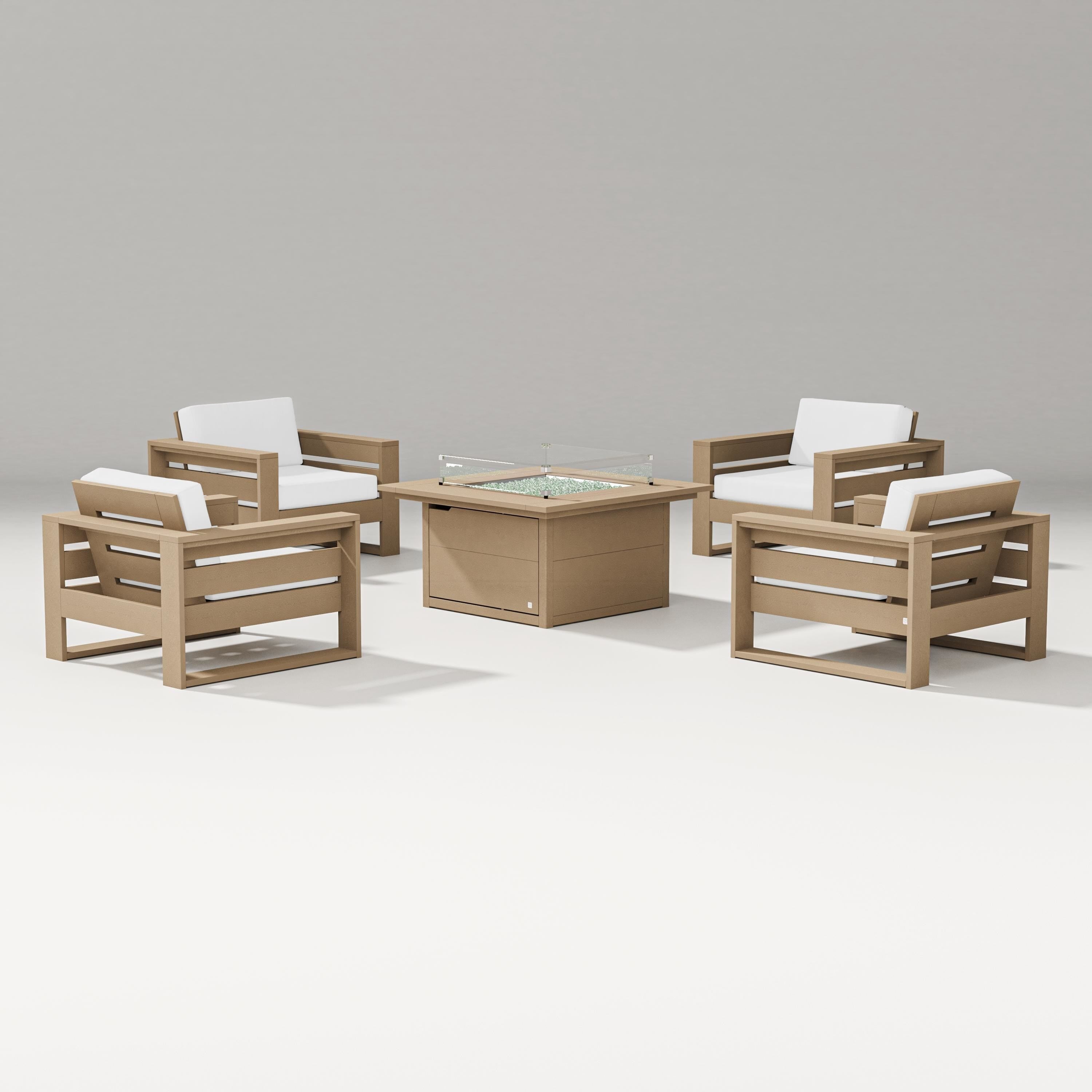 PW Designer Series Latitude 5-Piece Lounge Fire Table Set in Vintage Sahara / Natural
