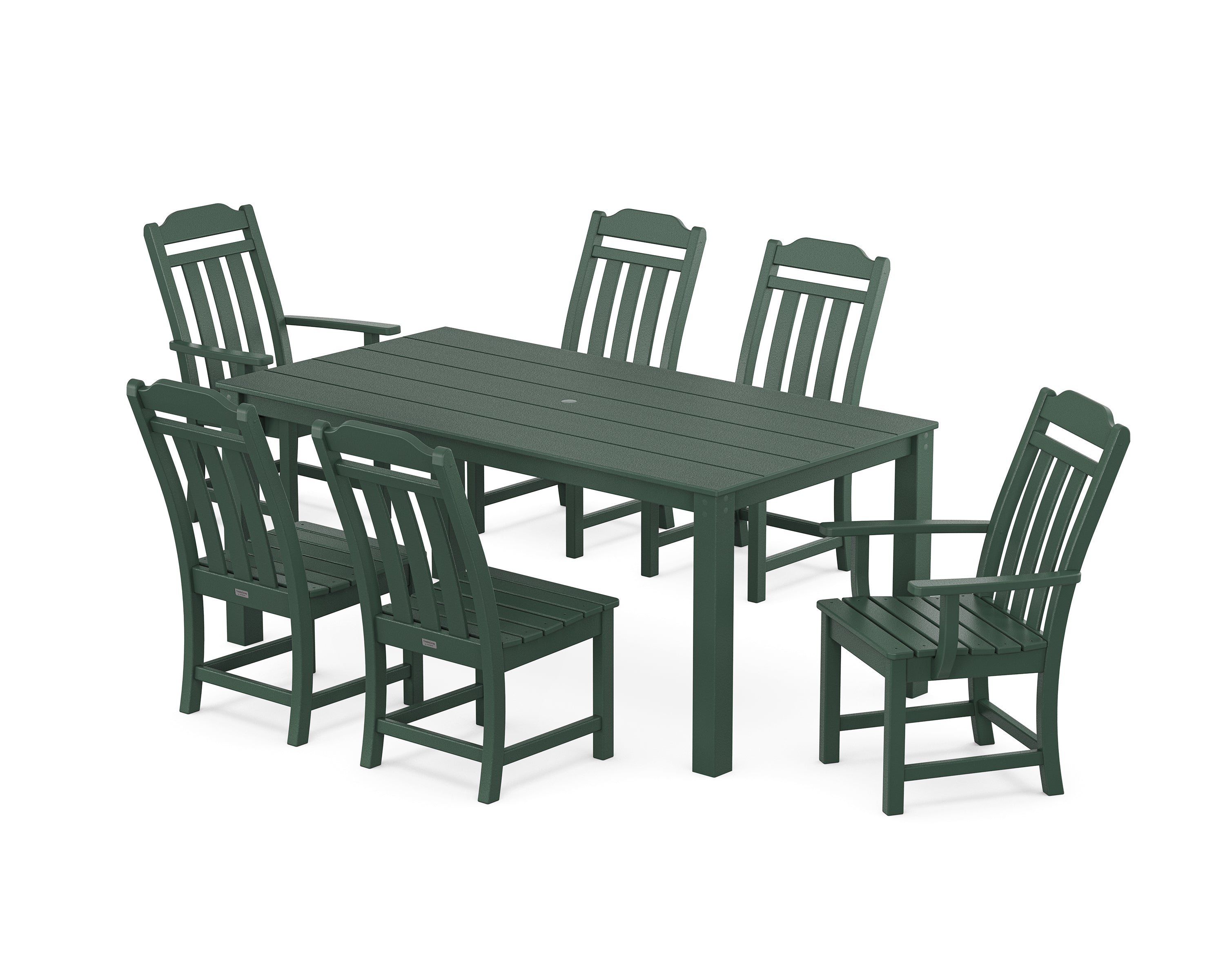 Polywood Country Living 7-Piece Parsons Dining Set in Green