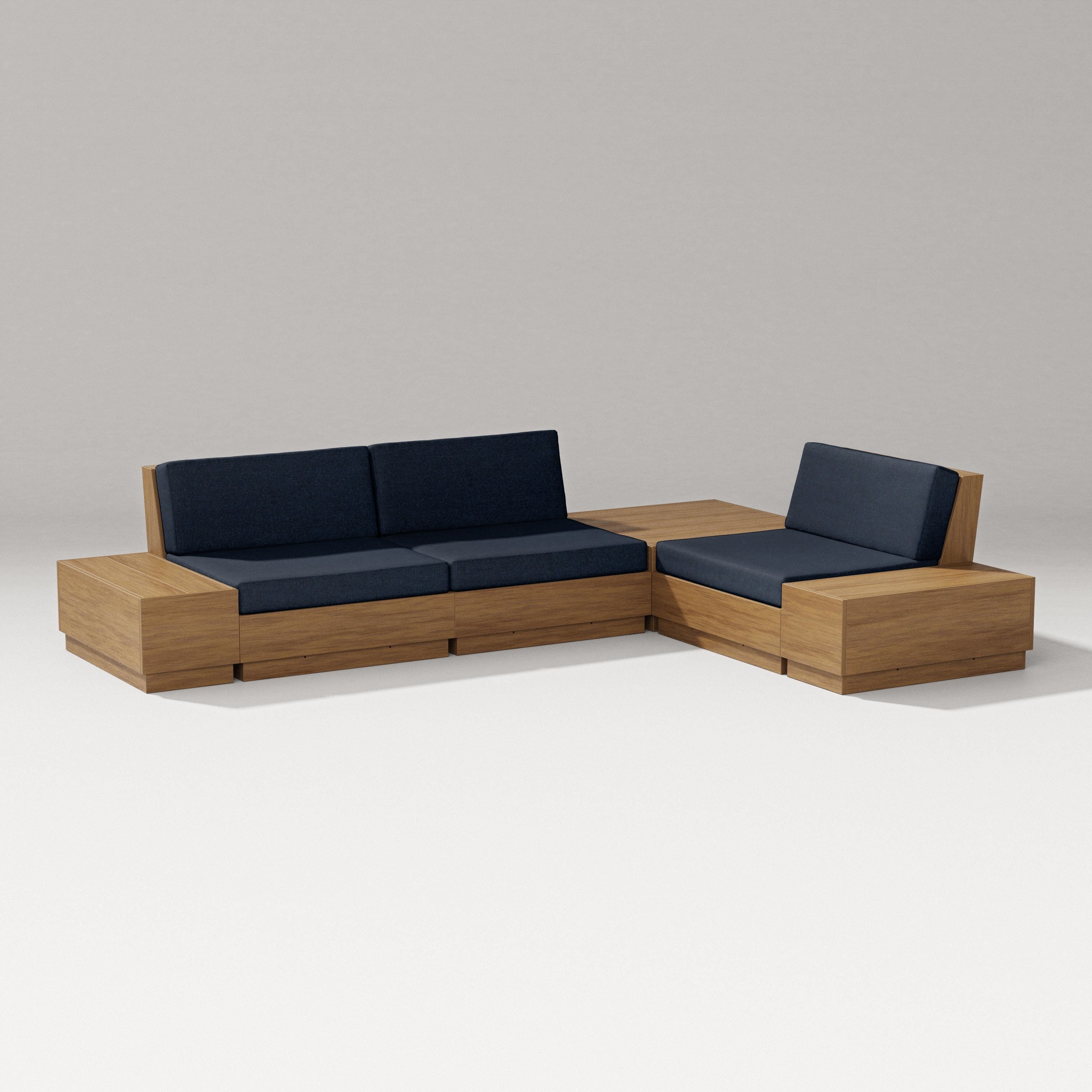 PW Designer Series Elevate 6-Piece Corner Sectional in Natural / Marine Indigo