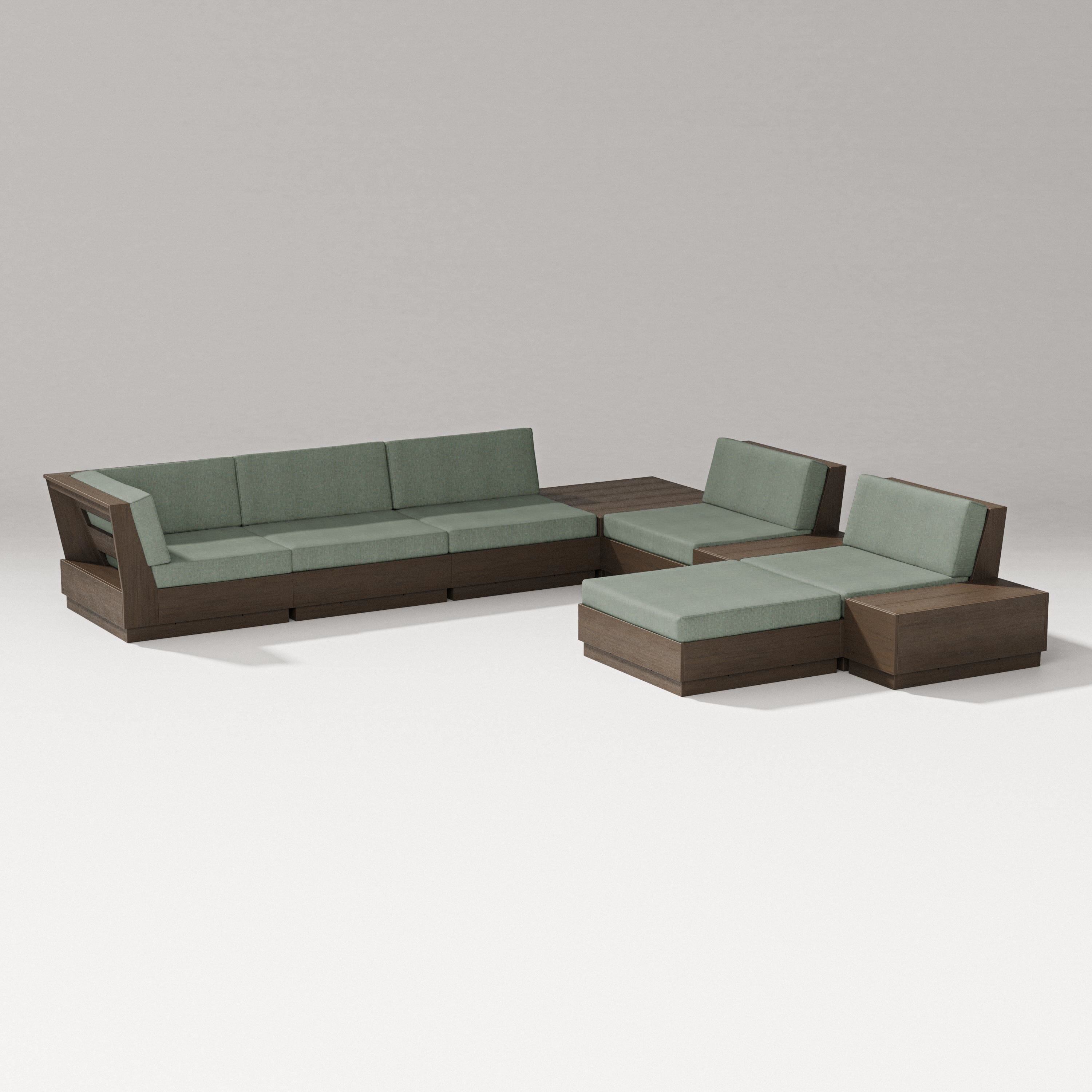 PW Designer Series Elevate 9-Piece Conversation Sectional in Kona / Cast Sage