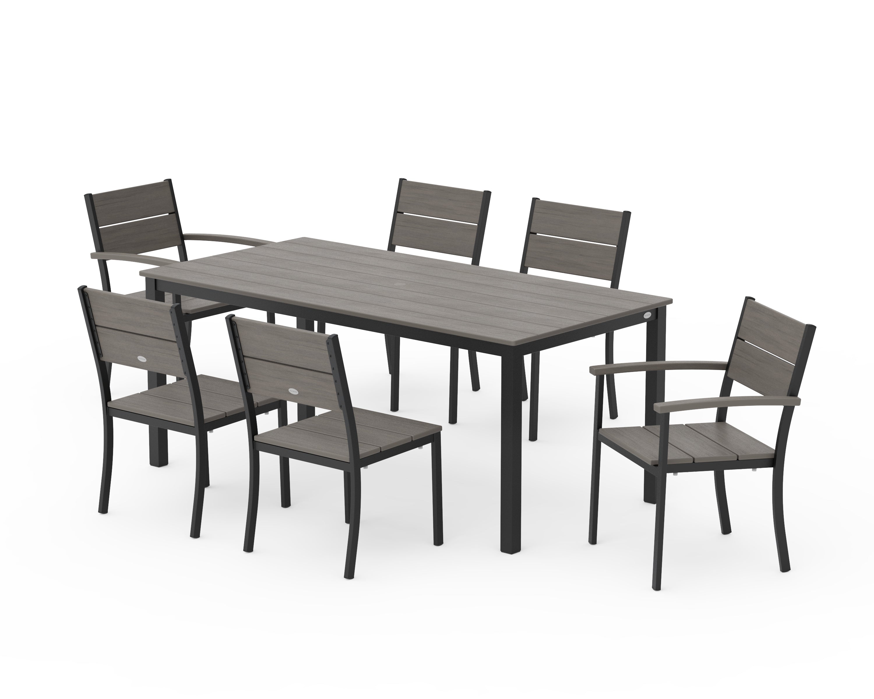 POLYWOOD Main Street 7-Piece Dining Set in Black / Driftwood