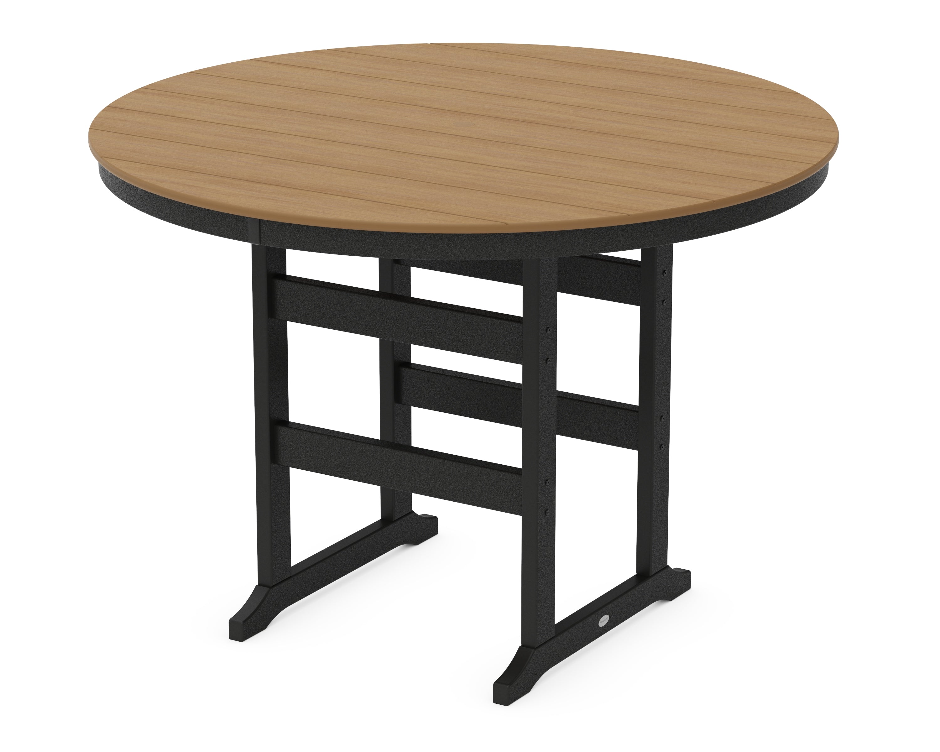 POLYWOOD 60” Round Farmhouse Bar Table in Black / Natural