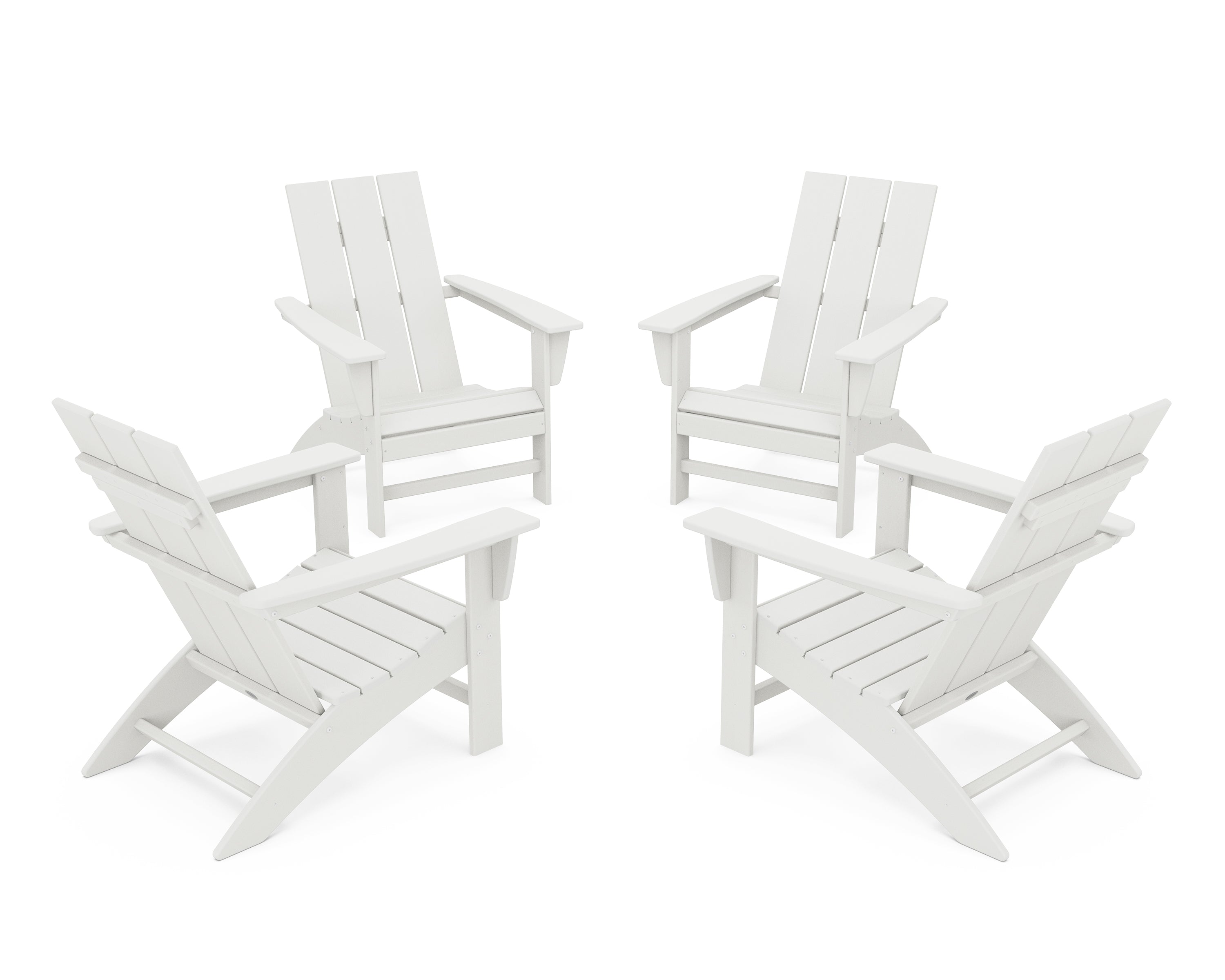 POLYWOOD® 4-Piece Modern Adirondack Chair Conversation Set in Vintage White