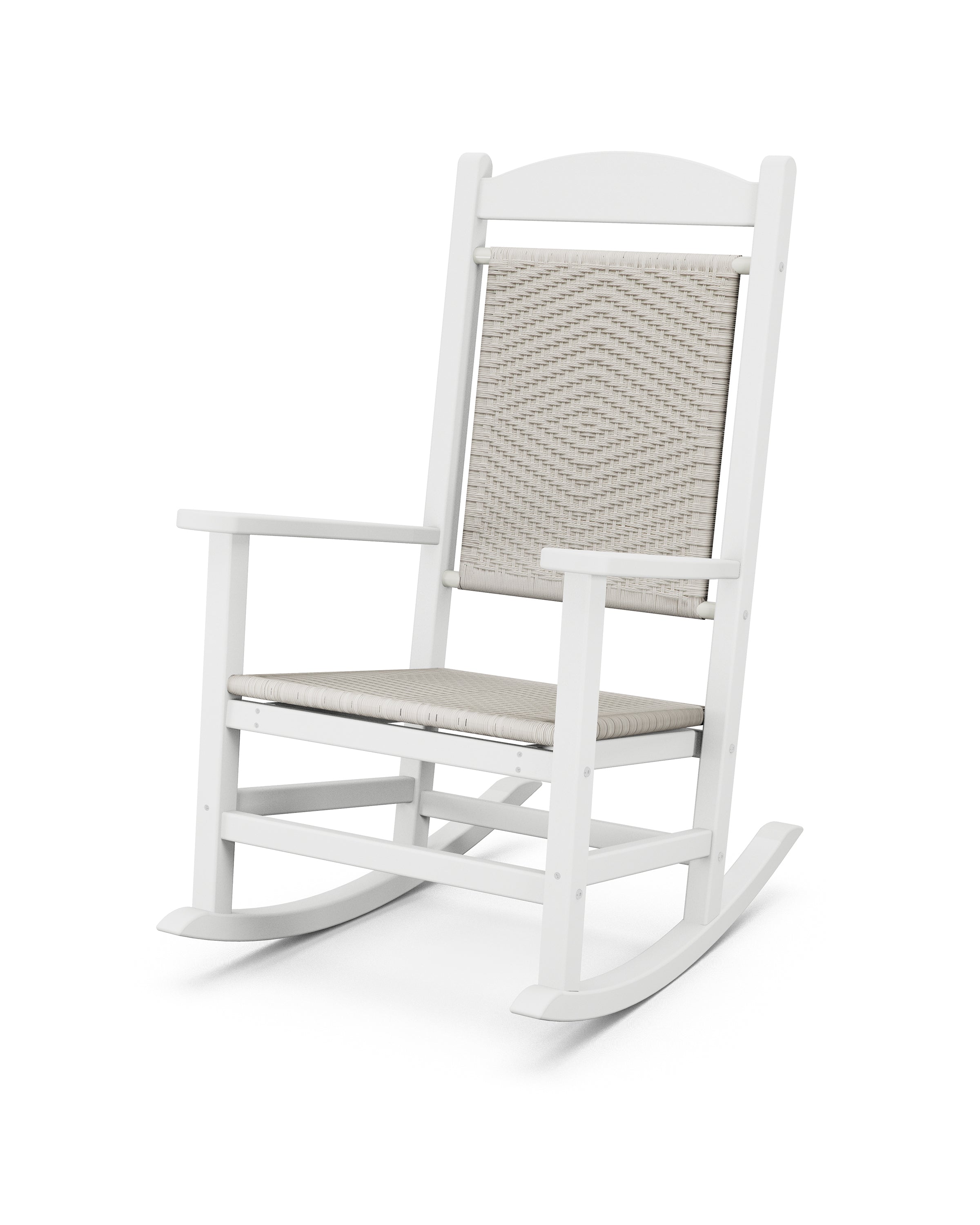 POLYWOOD® Presidential Woven Rocking Chair in White / White Loom