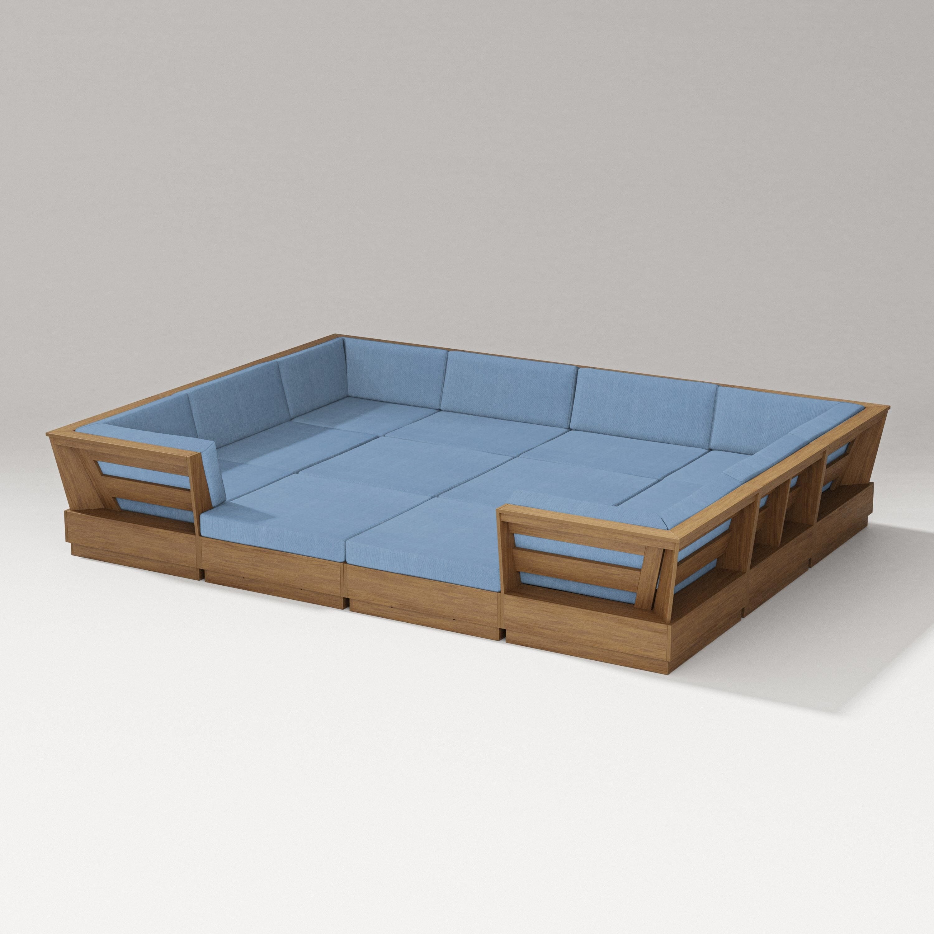 PW Designer Series Elevate 12-Piece Pit Sectional in Natural / Sky Blue
