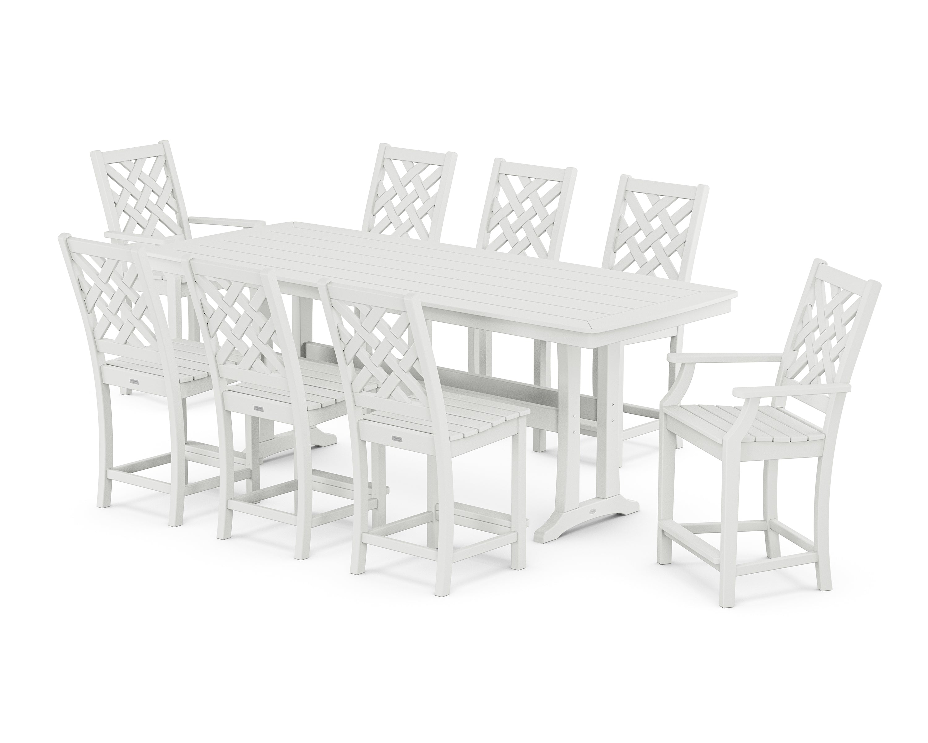 Country Living Wovendale 9-Piece Counter Set with Trestle Legs in White