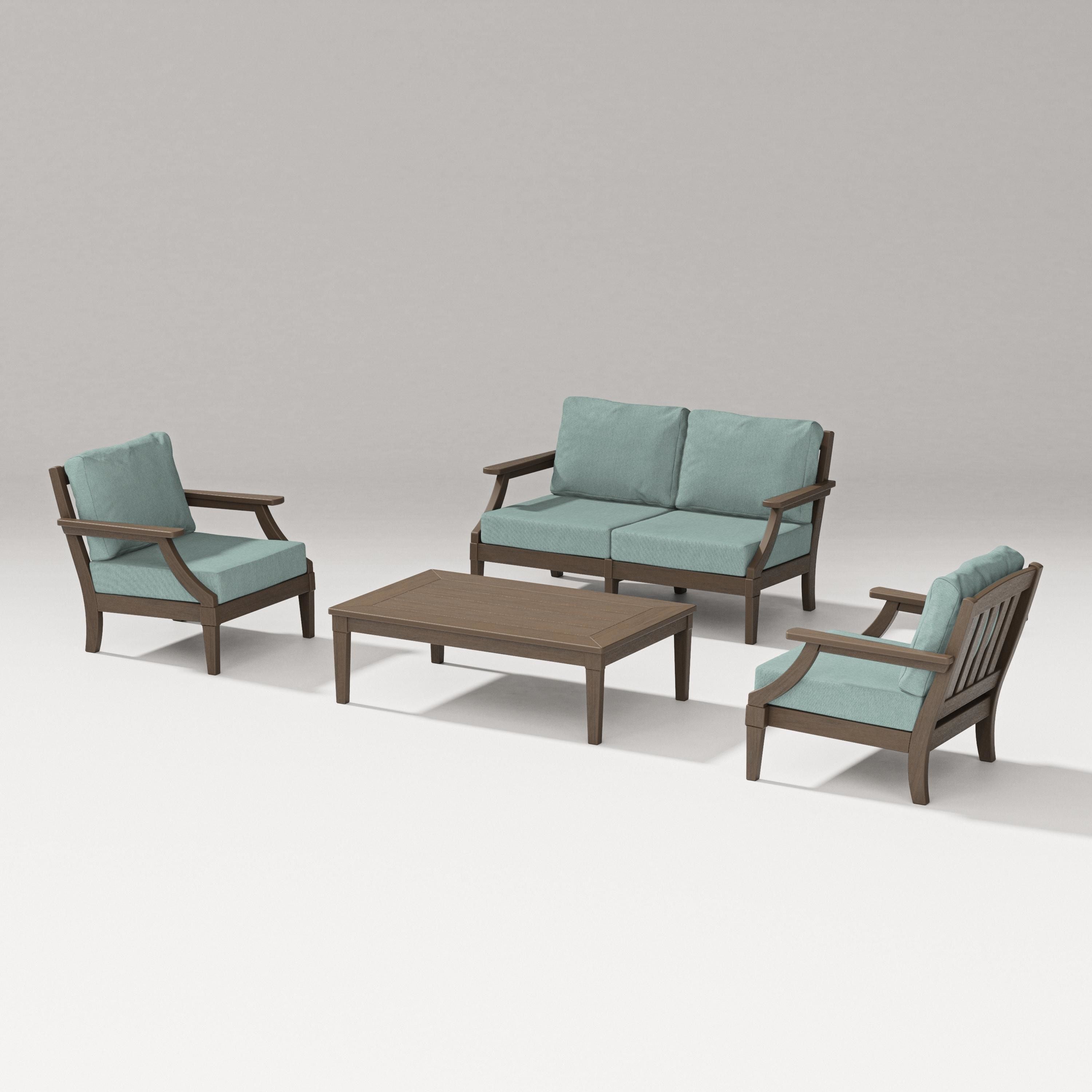 PW Designer Series Estate Lounge 4-Piece Loveseat Set in Kona / Glacier Spa