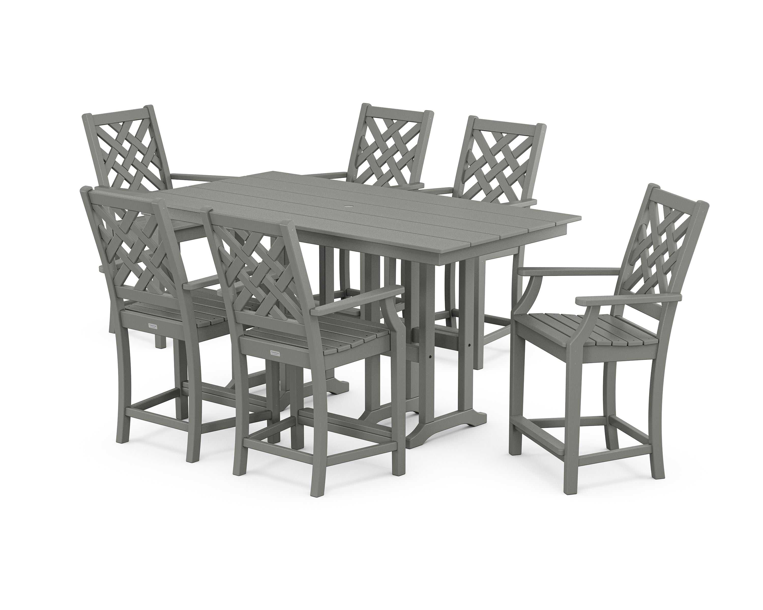 Country Living Wovendale Arm Chair 7-Piece Farmhouse Counter Set in Slate Grey