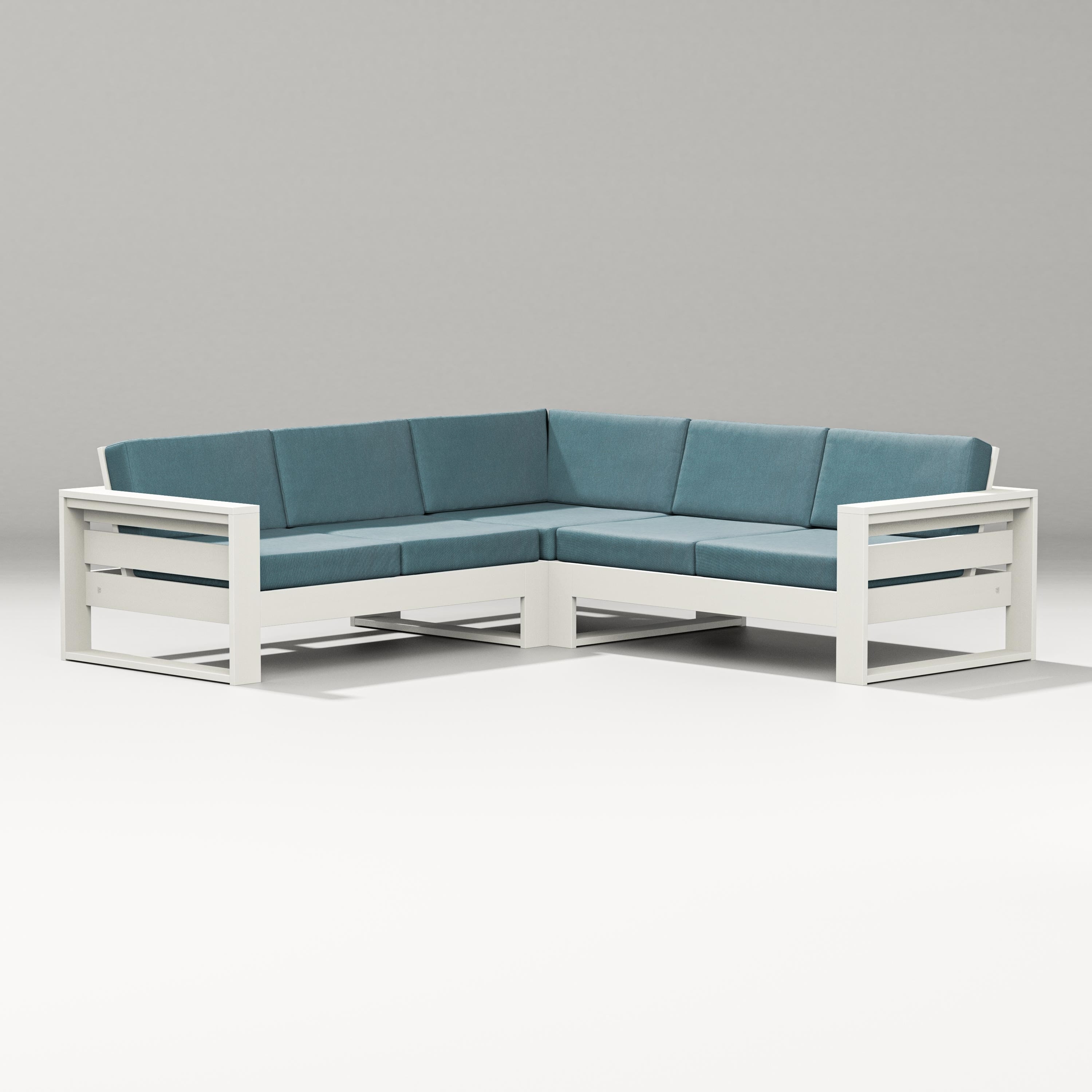 PW Designer Series Latitude Corner Sectional in Vintage White / Ocean Teal