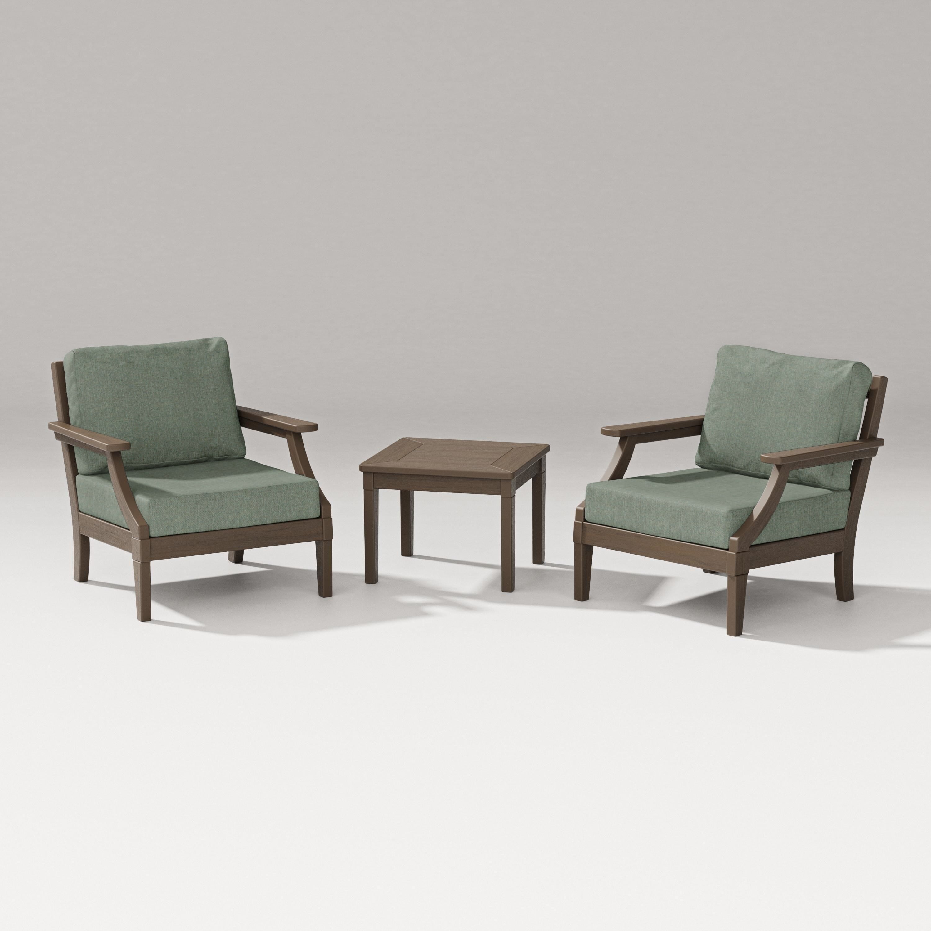 PW Designer Series Estate 3-Piece Lounge Chair Set in Kona / Cast Sage