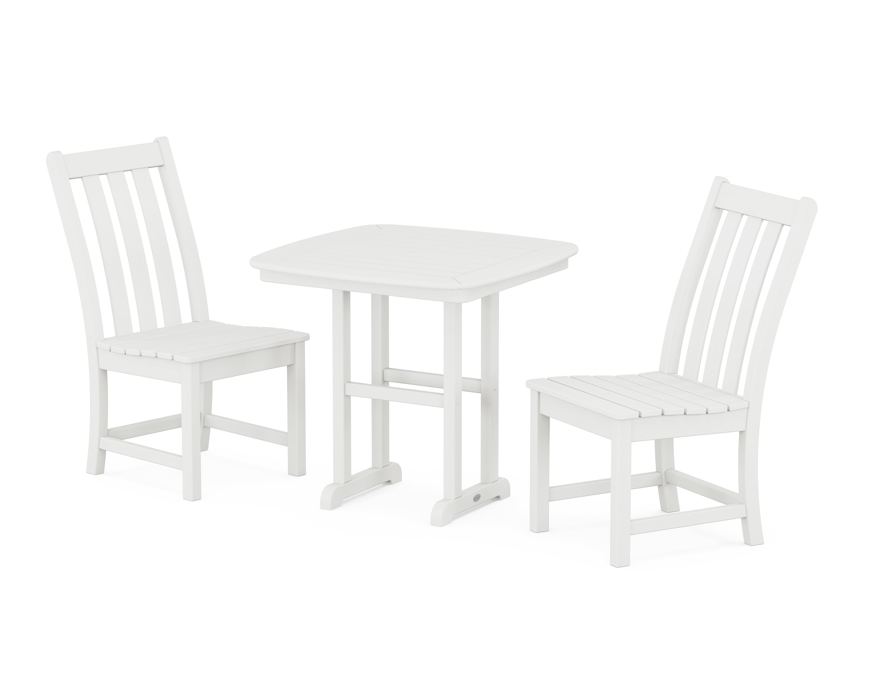 POLYWOOD® Vineyard Side Chair 3-Piece Dining Set in Vintage White