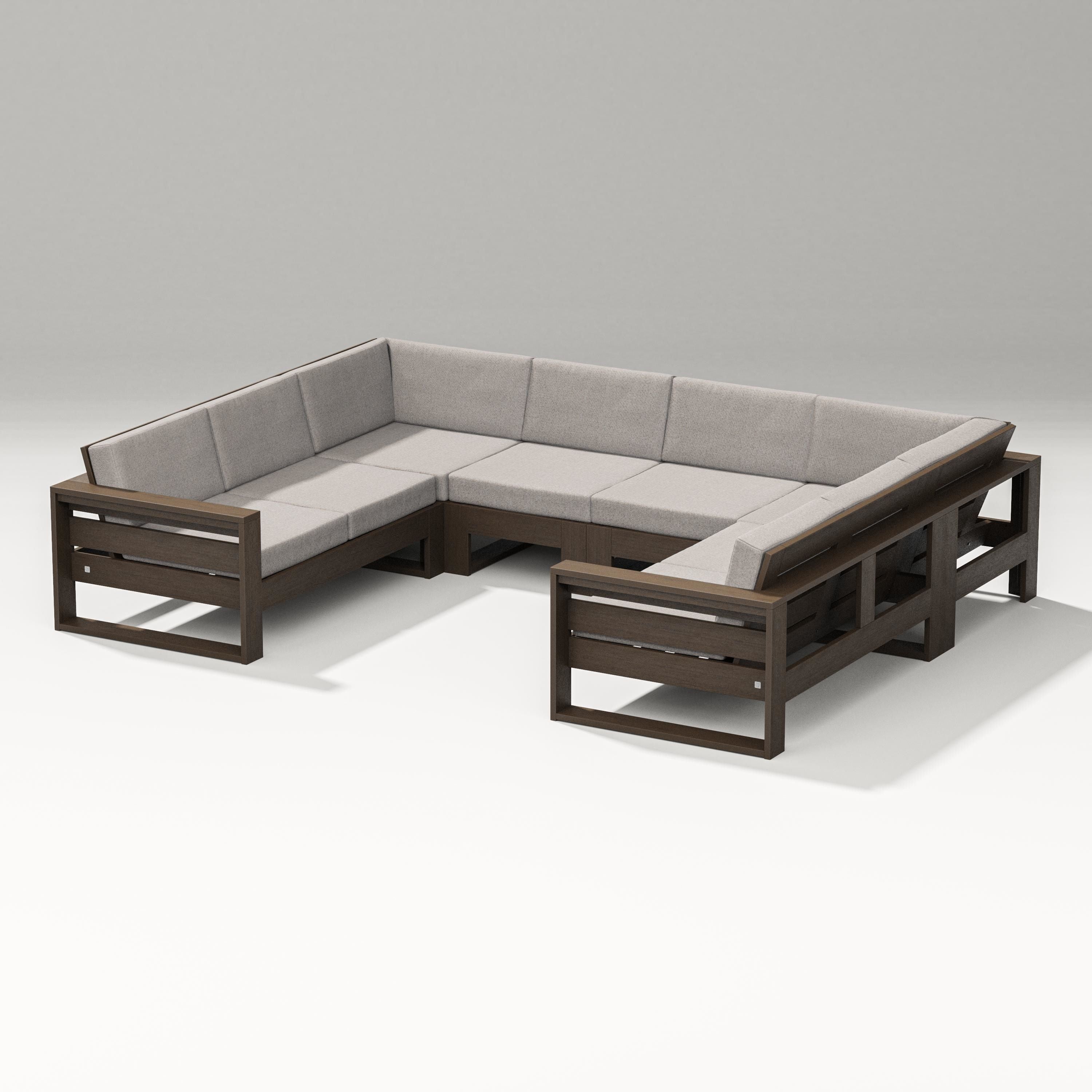 PW Designer Series Latitude U-Shaped Sectional in Kona / Weathered Tweed
