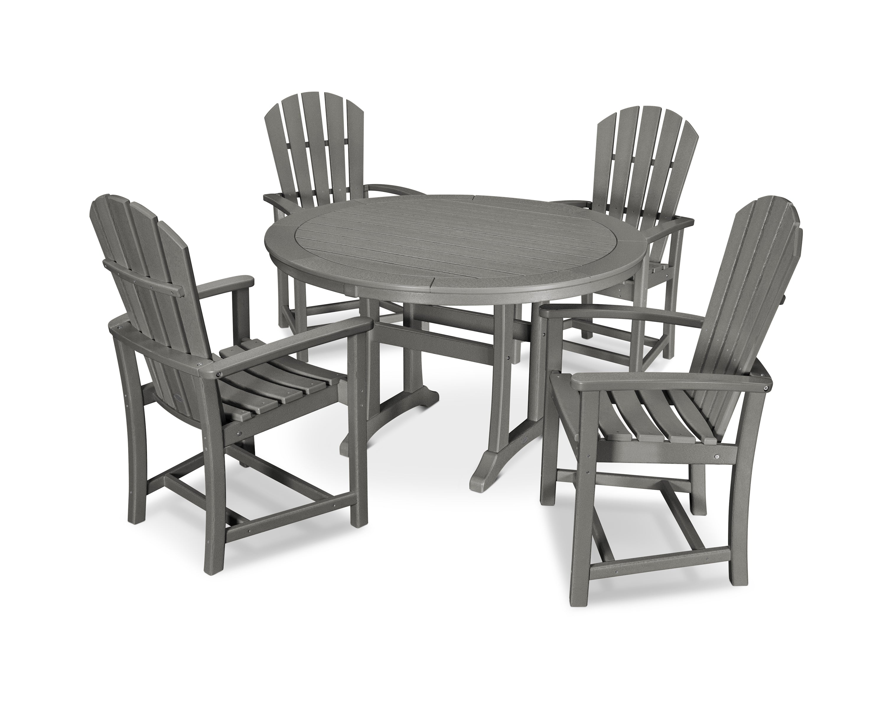 POLYWOOD® Palm Coast 5-Piece Round Dining Set in Slate Grey