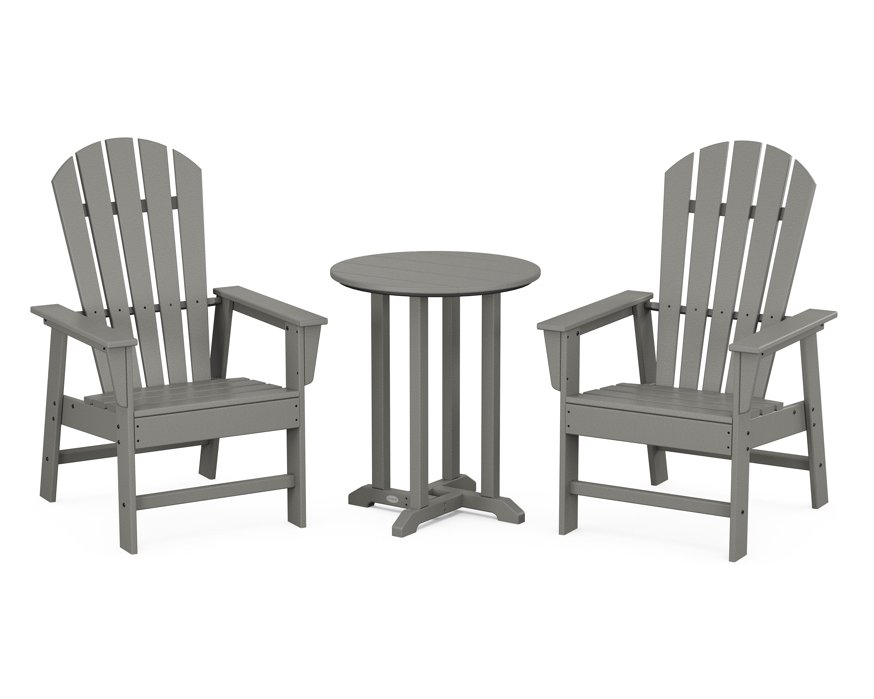 POLYWOOD South Beach 3-Piece Round Farmhouse Bistro Dining Set in Slate Grey