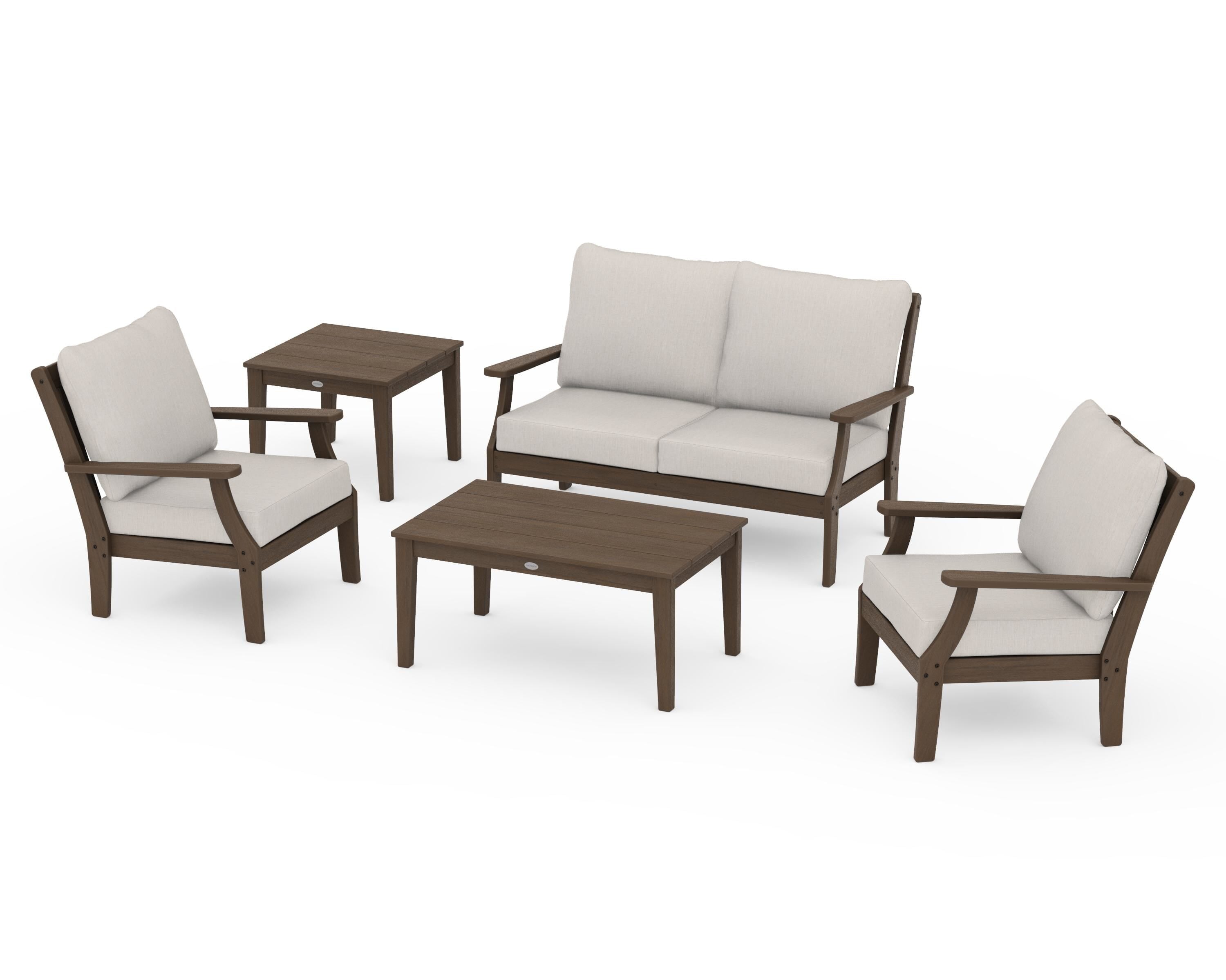 POLYWOOD Braxton 5-Piece Deep Seating Set in Kona / Cast Ash