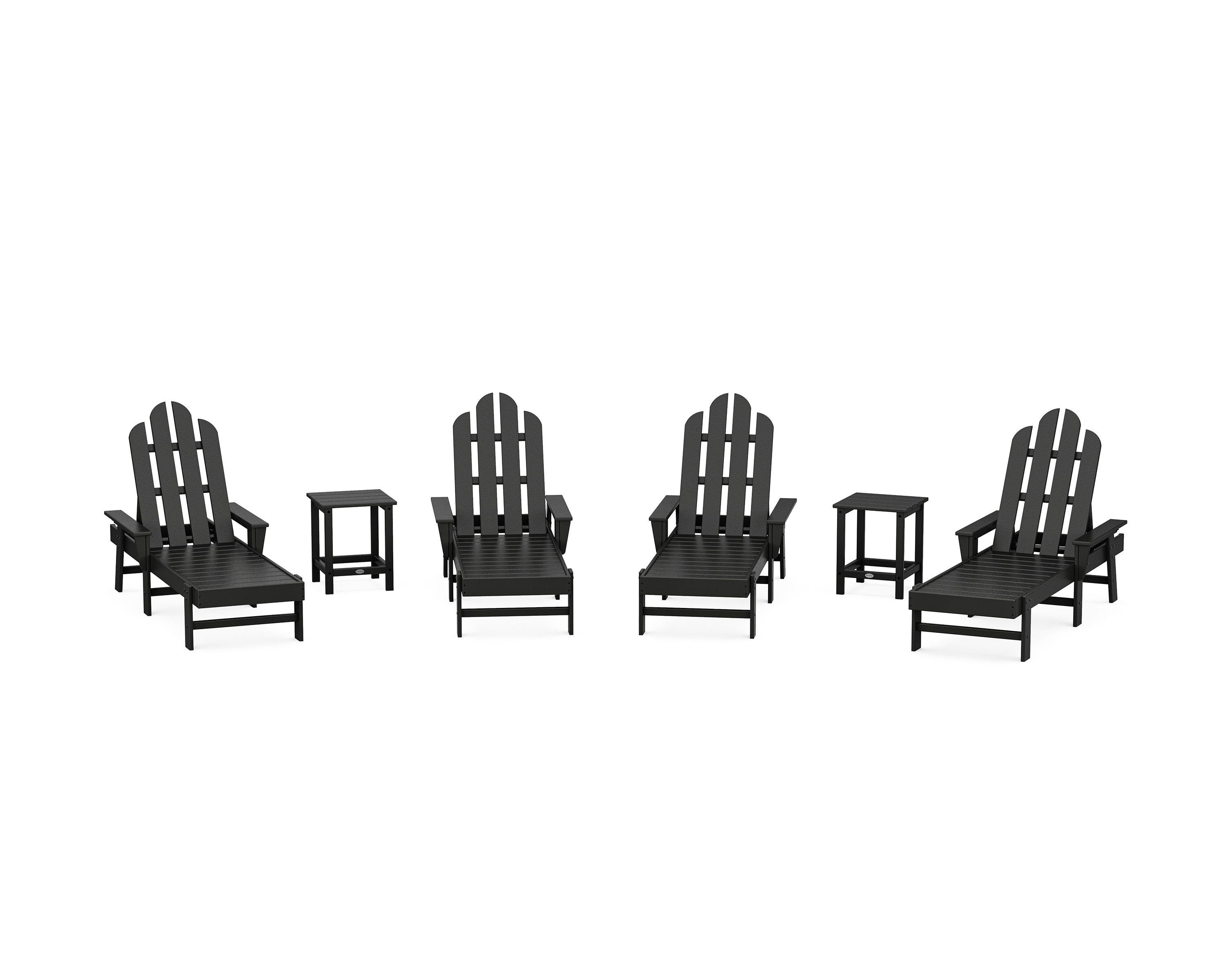 POLYWOOD Long Island Chaise 6-Piece Set in Black